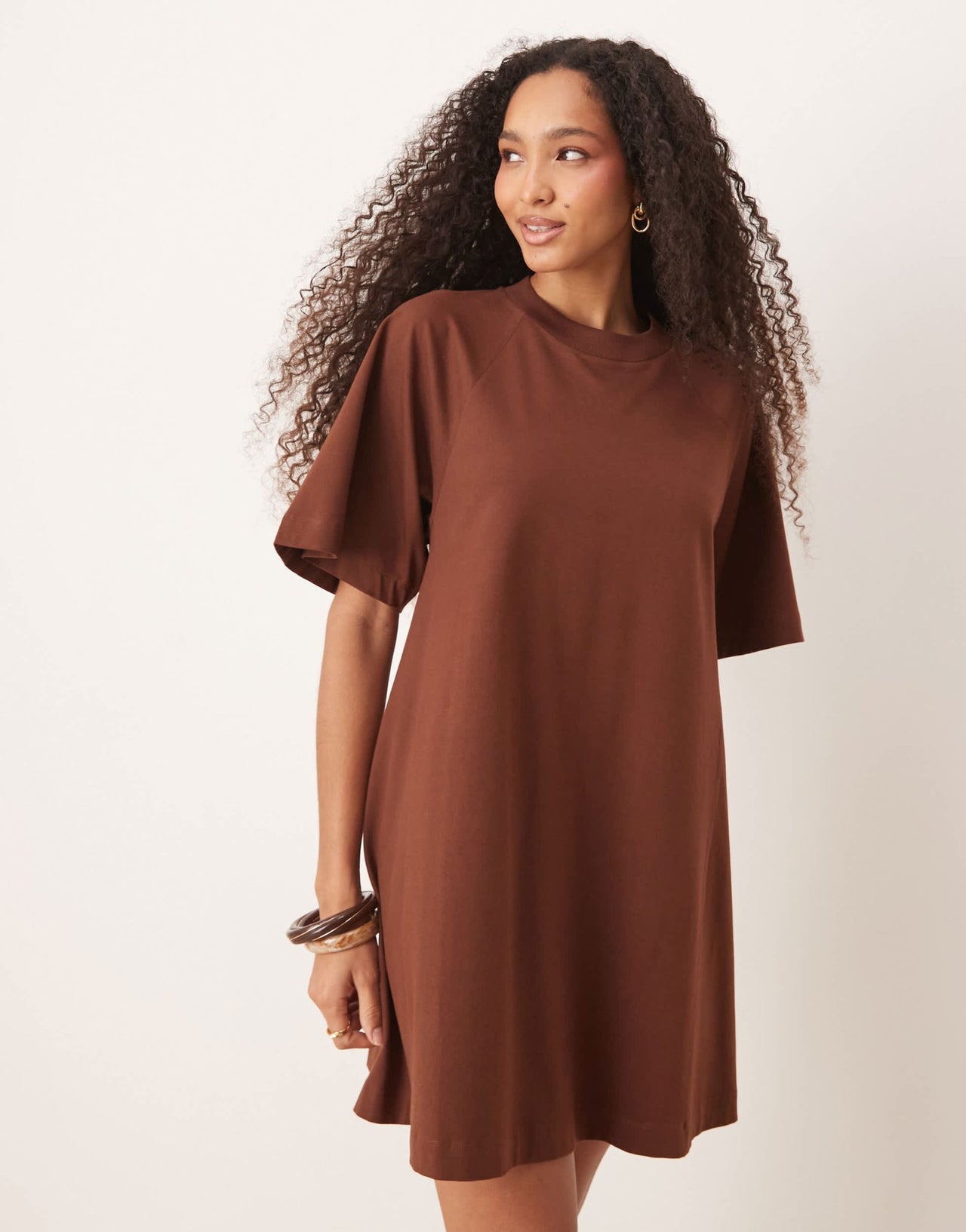 ASOS DESIGN T shirt swing mini dress in chocolate - ASOS Sample Sale