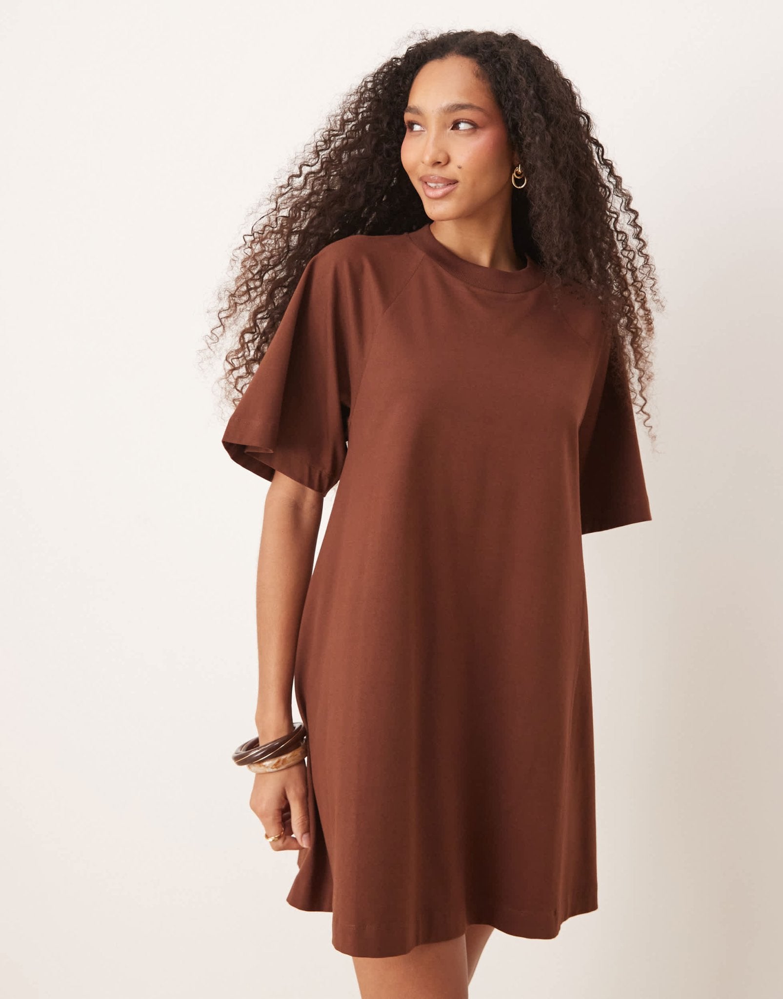 ASOS DESIGN T shirt swing mini dress in chocolate - ASOS Sample Sale