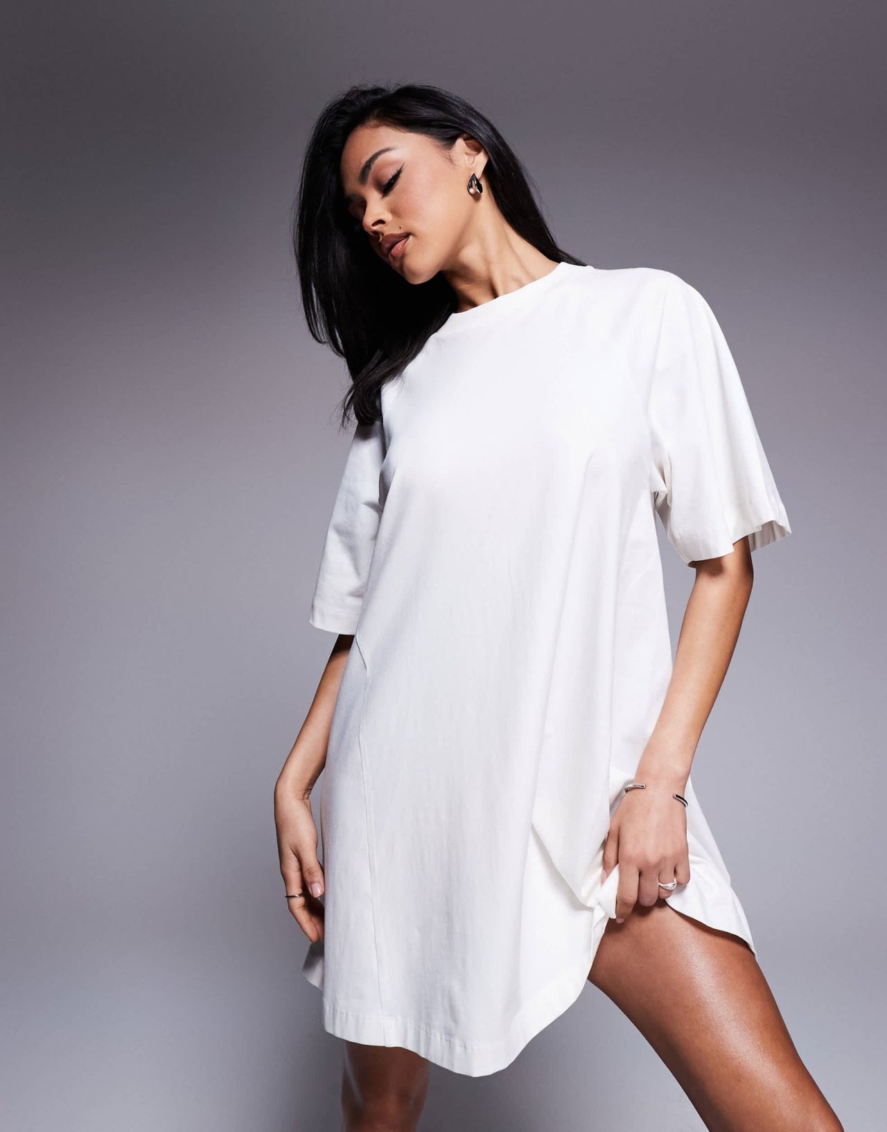 ASOS DESIGN T shirt swing mini dress in cream - ASOS Sample Sale