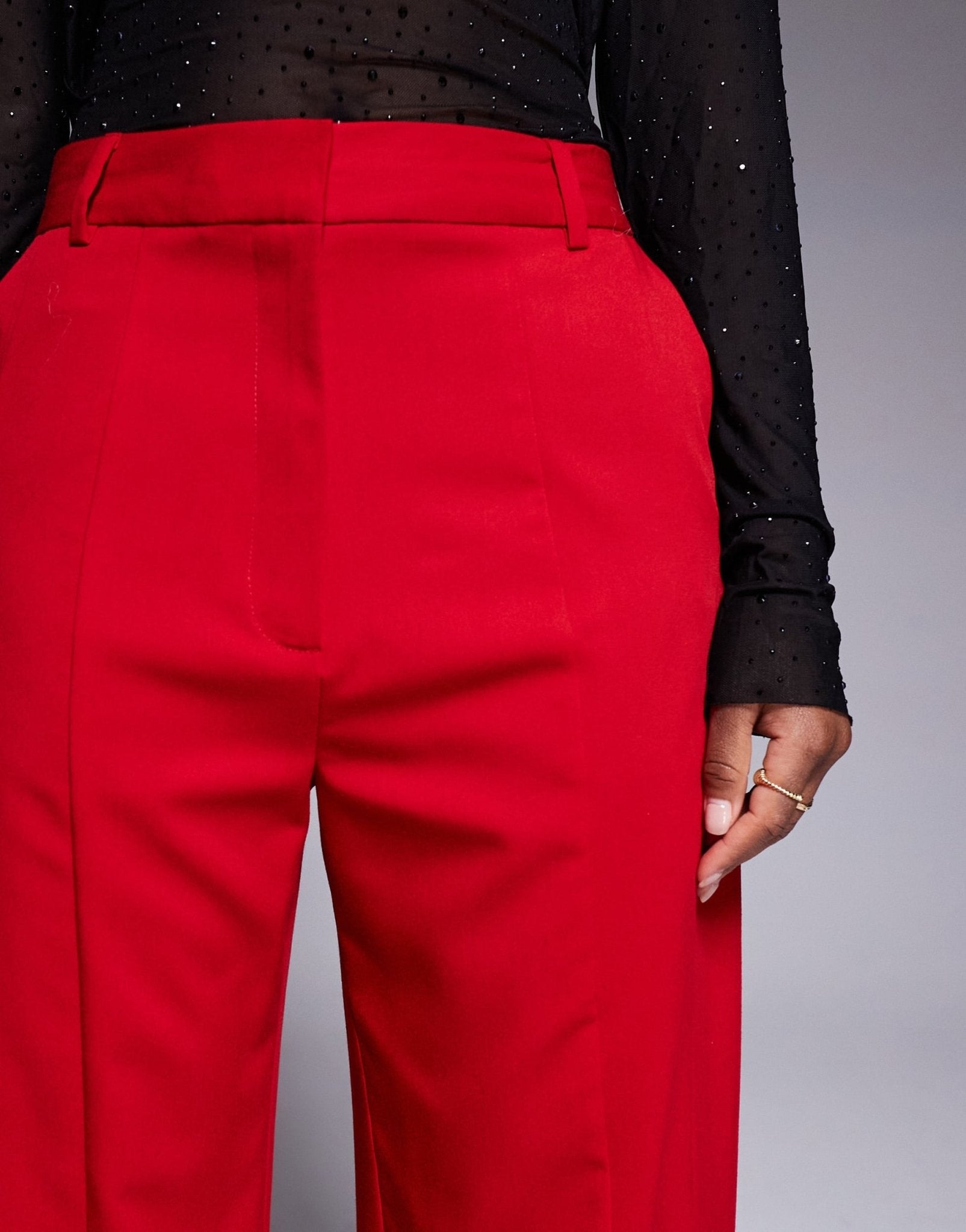 ASOS DESIGN tab detail straight leg tailored trousers in red - ASOS Sample Sale