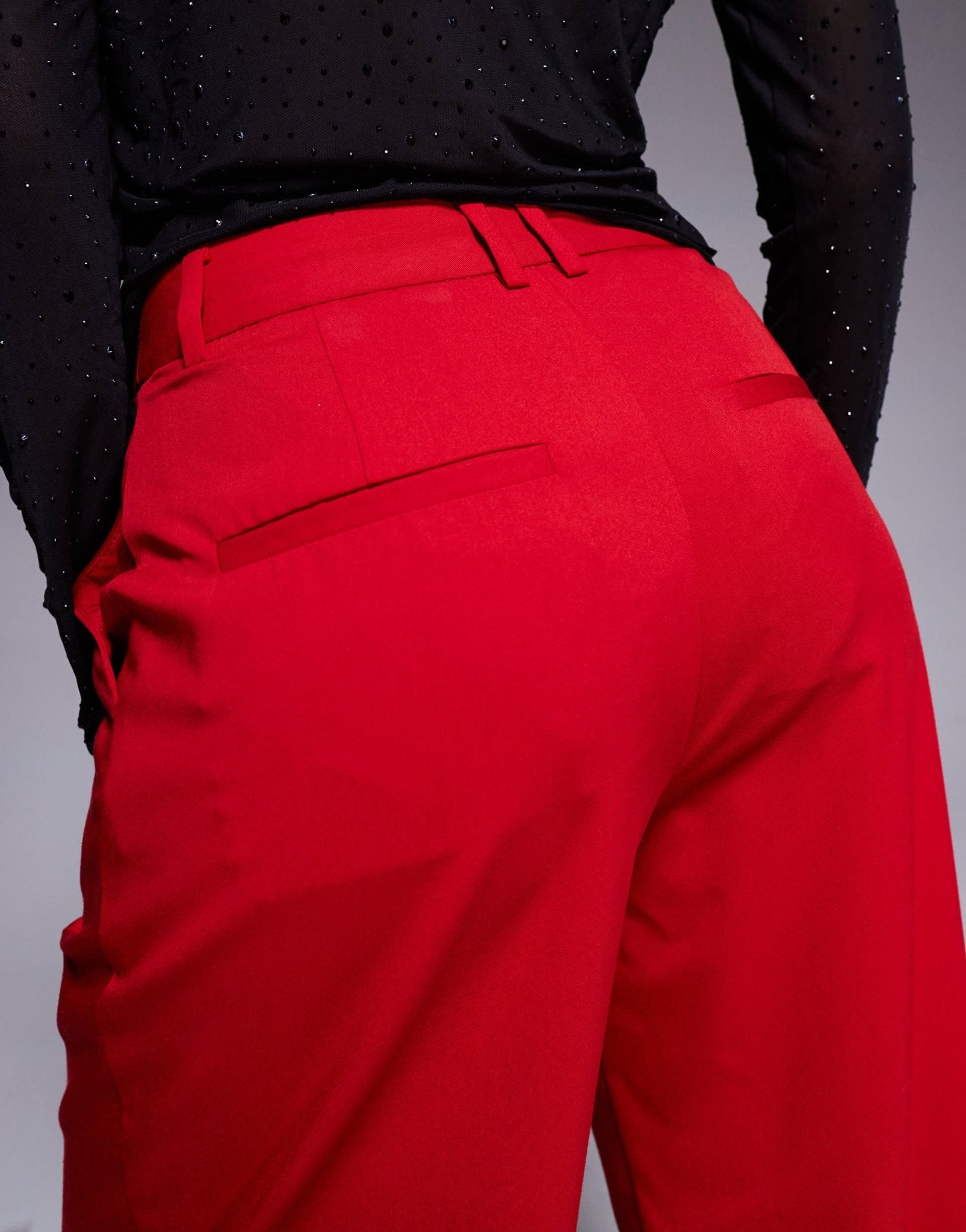 ASOS DESIGN tab detail straight leg tailored trousers in red - ASOS Sample Sale