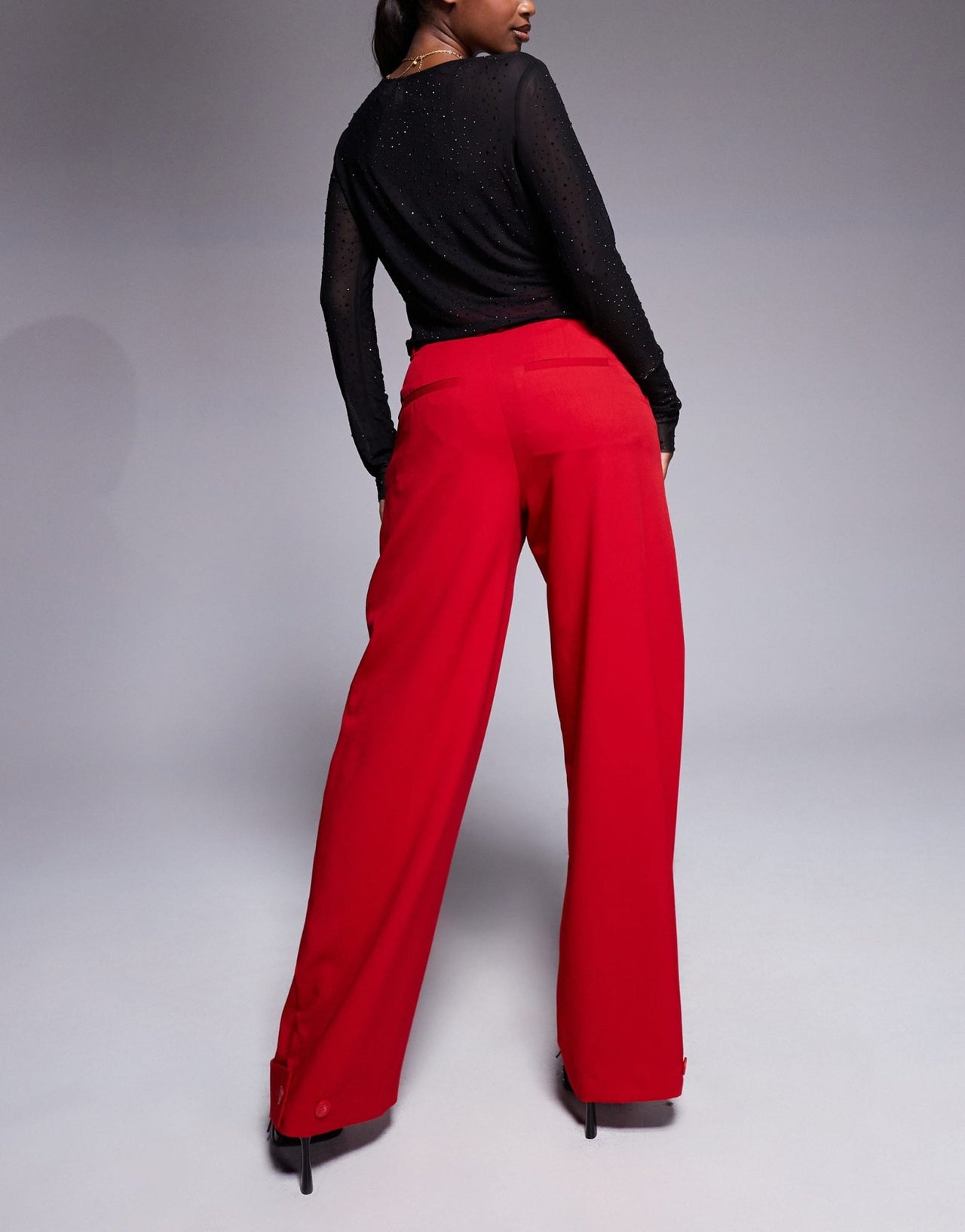 ASOS DESIGN tab detail straight leg tailored trousers in red - ASOS Sample Sale