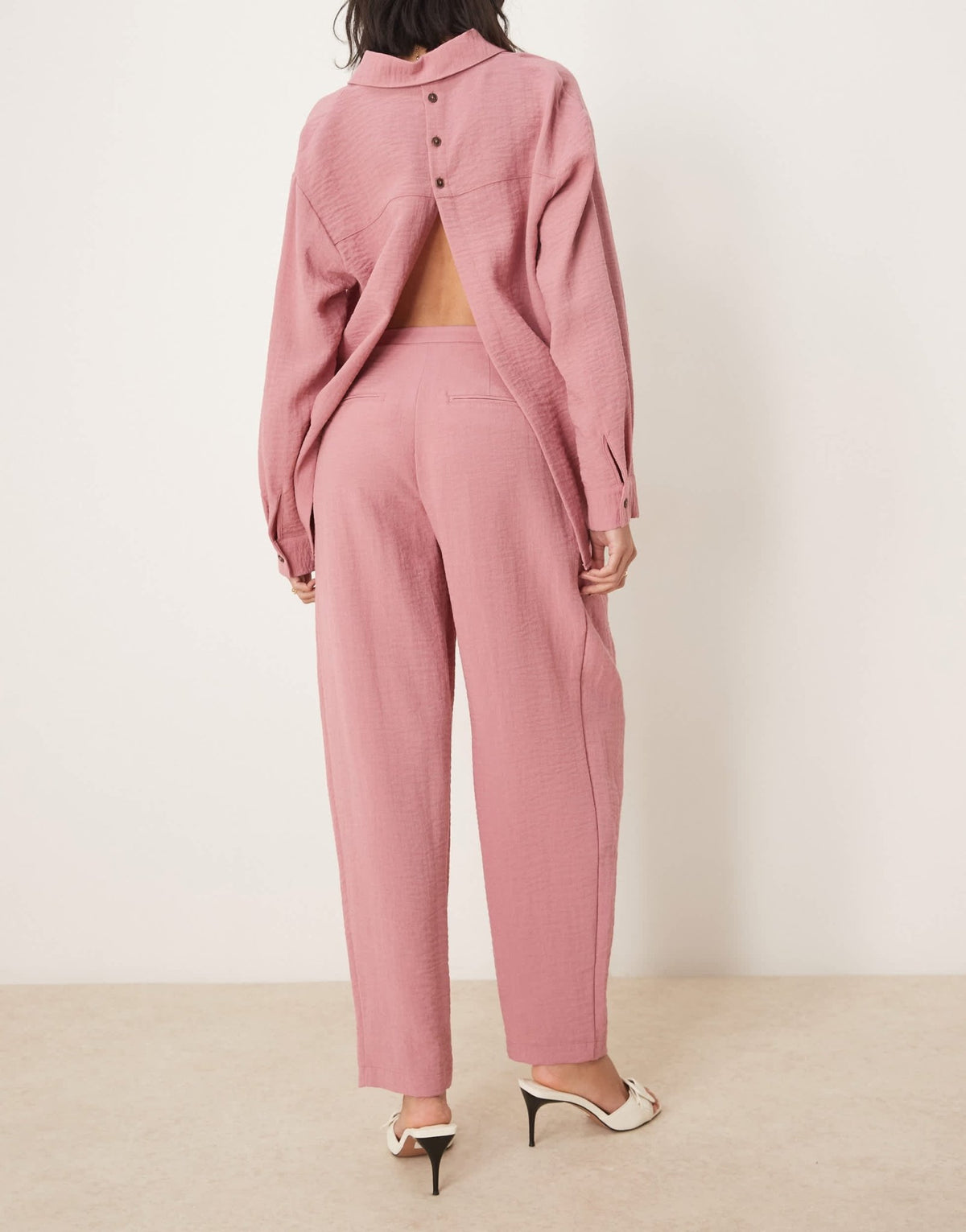 ASOS DESIGN tab detail tapered trousers co-ord in dusty pink - ASOS Sample Sale