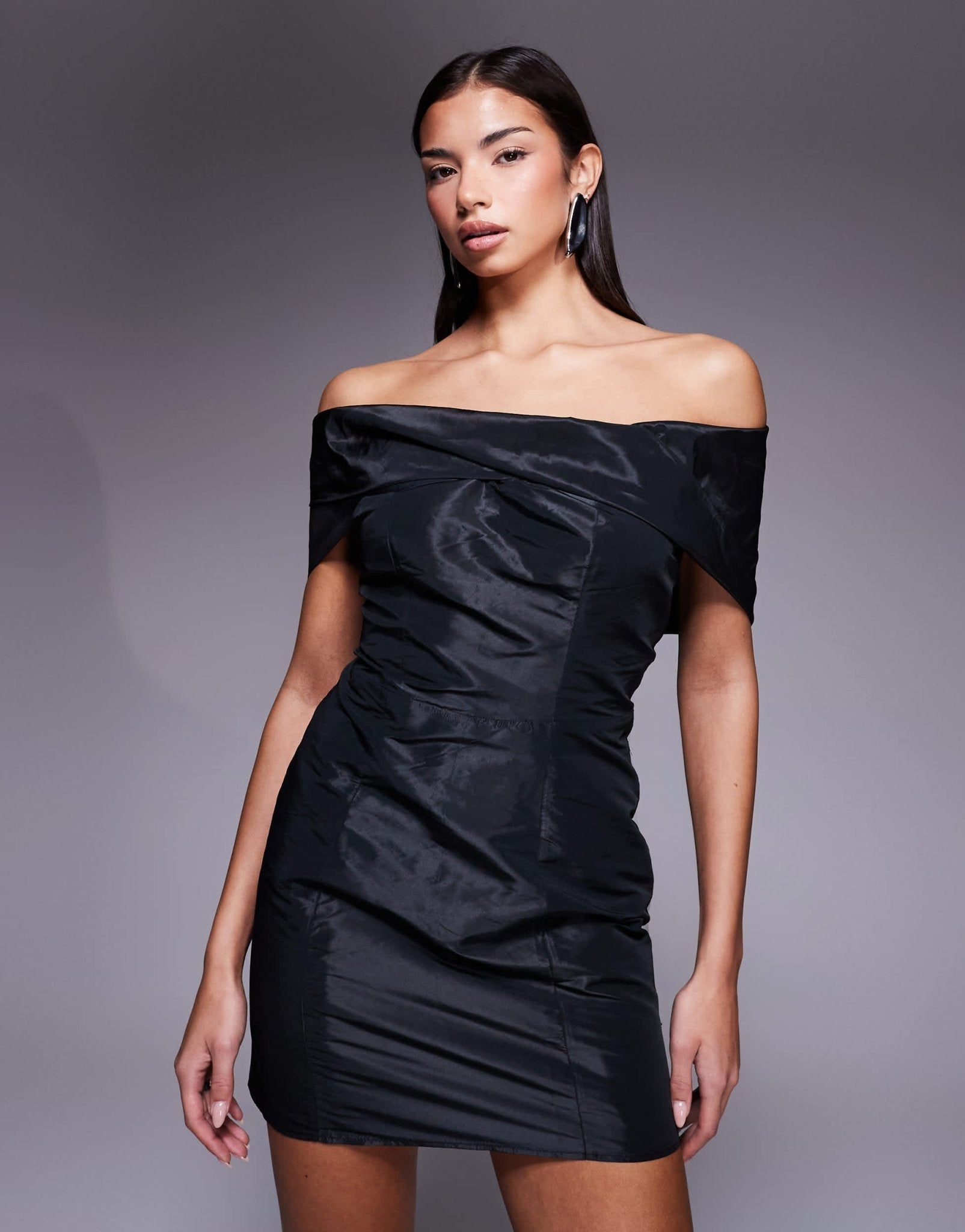 ASOS DESIGN taffeta bow detail mini dress in black - ASOS Sample Sale