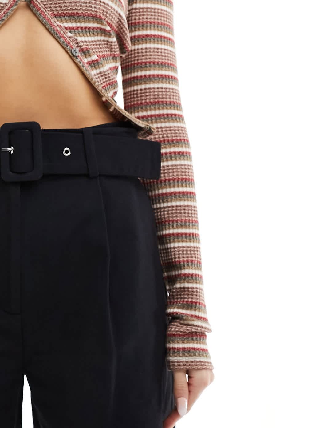 ASOS DESIGN tailored belted shorts with linen in black - ASOS Sample Sale