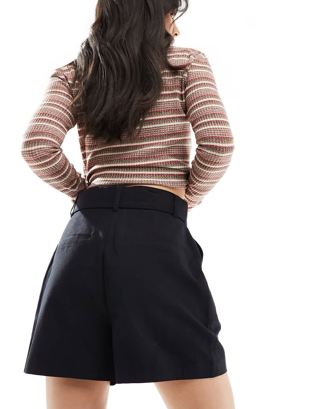 ASOS DESIGN tailored belted shorts with linen in black - ASOS Sample Sale