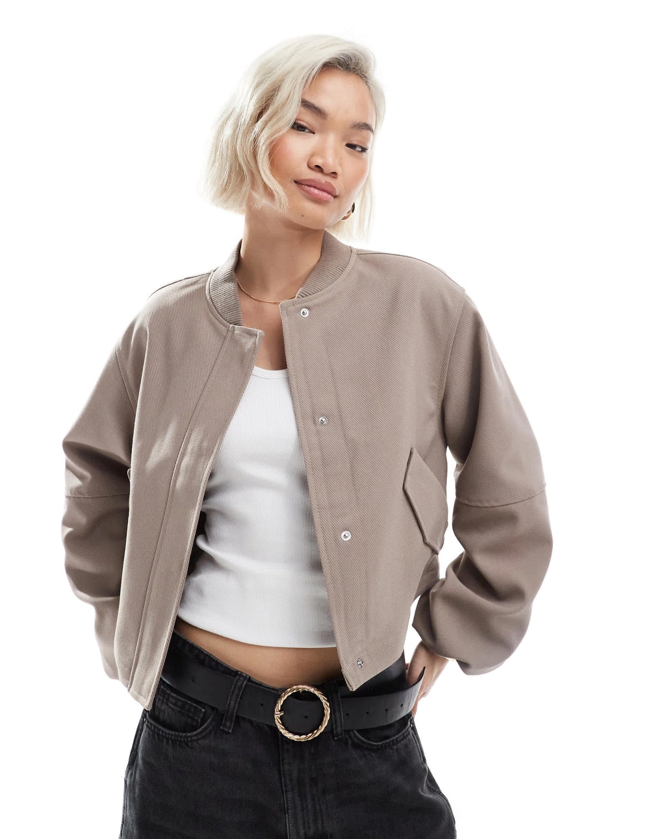 ASOS DESIGN tailored bomber jacket in mushroom - ASOS Sample Sale