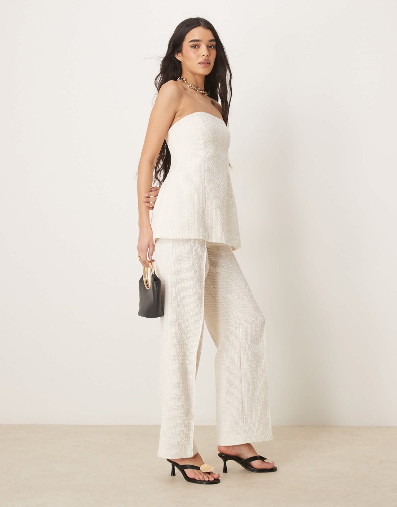 ASOS DESIGN tailored boucle bandeau top co - ord in off white - ASOS Sample Sale
