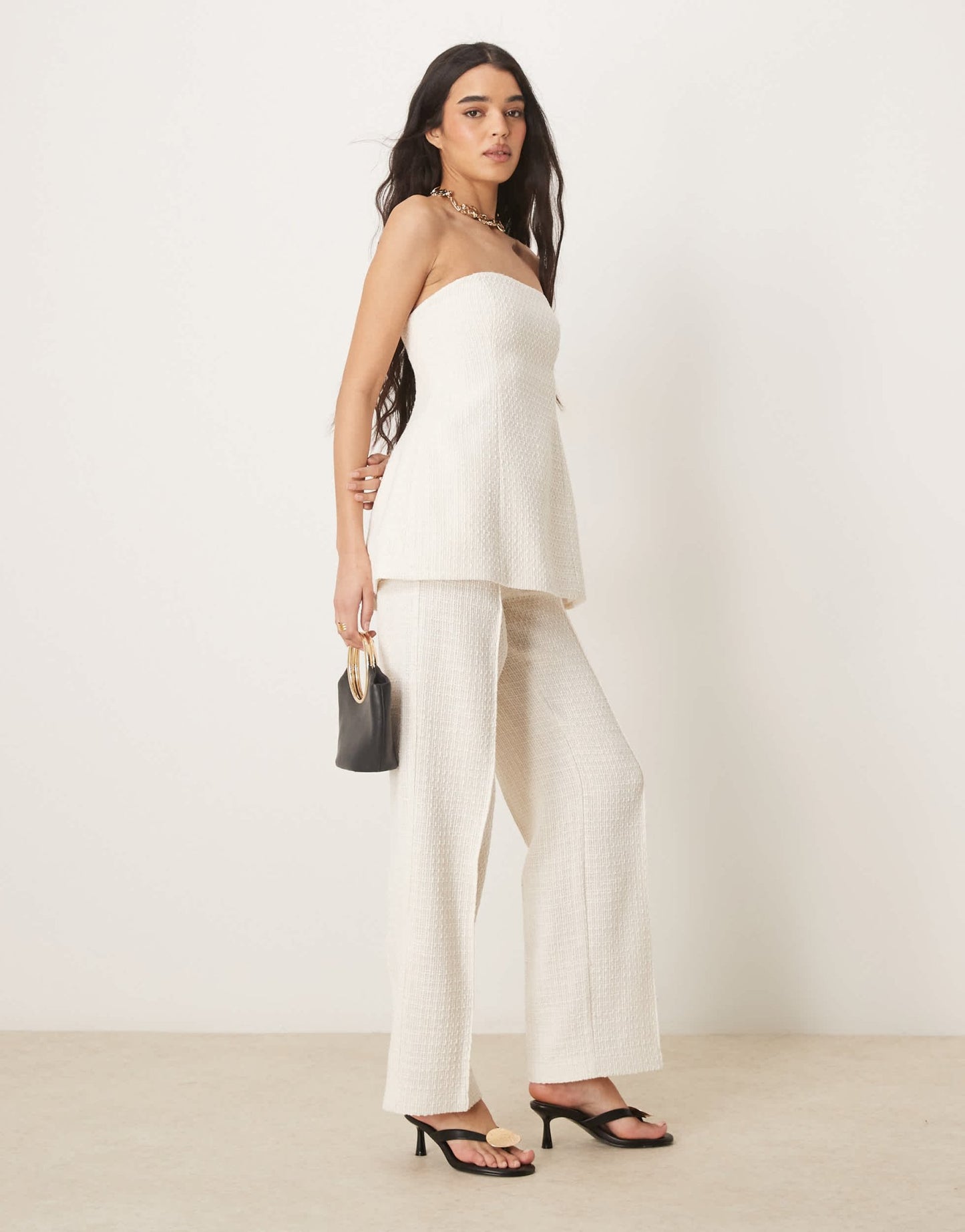 ASOS DESIGN tailored boucle bandeau top co - ord in off white - ASOS Sample Sale