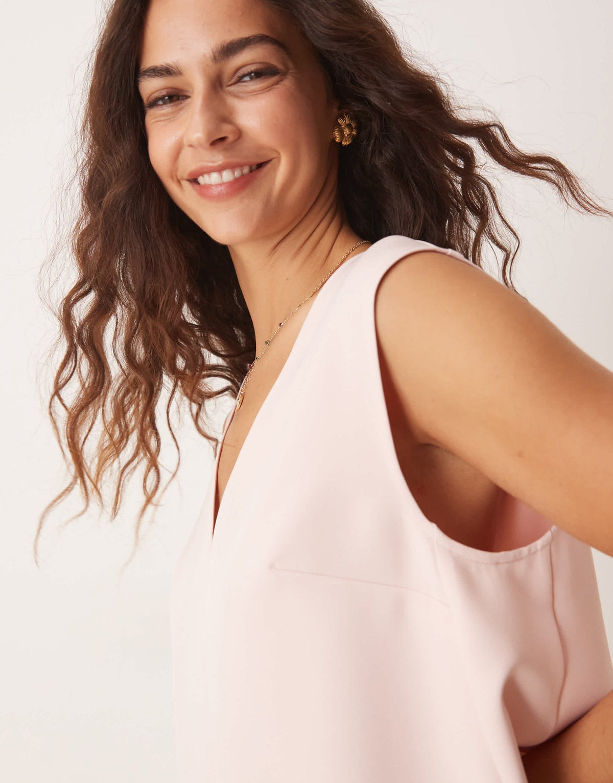 ASOS DESIGN tailored boxy v neck shell top co-ord in pink - ASOS Sample Sale