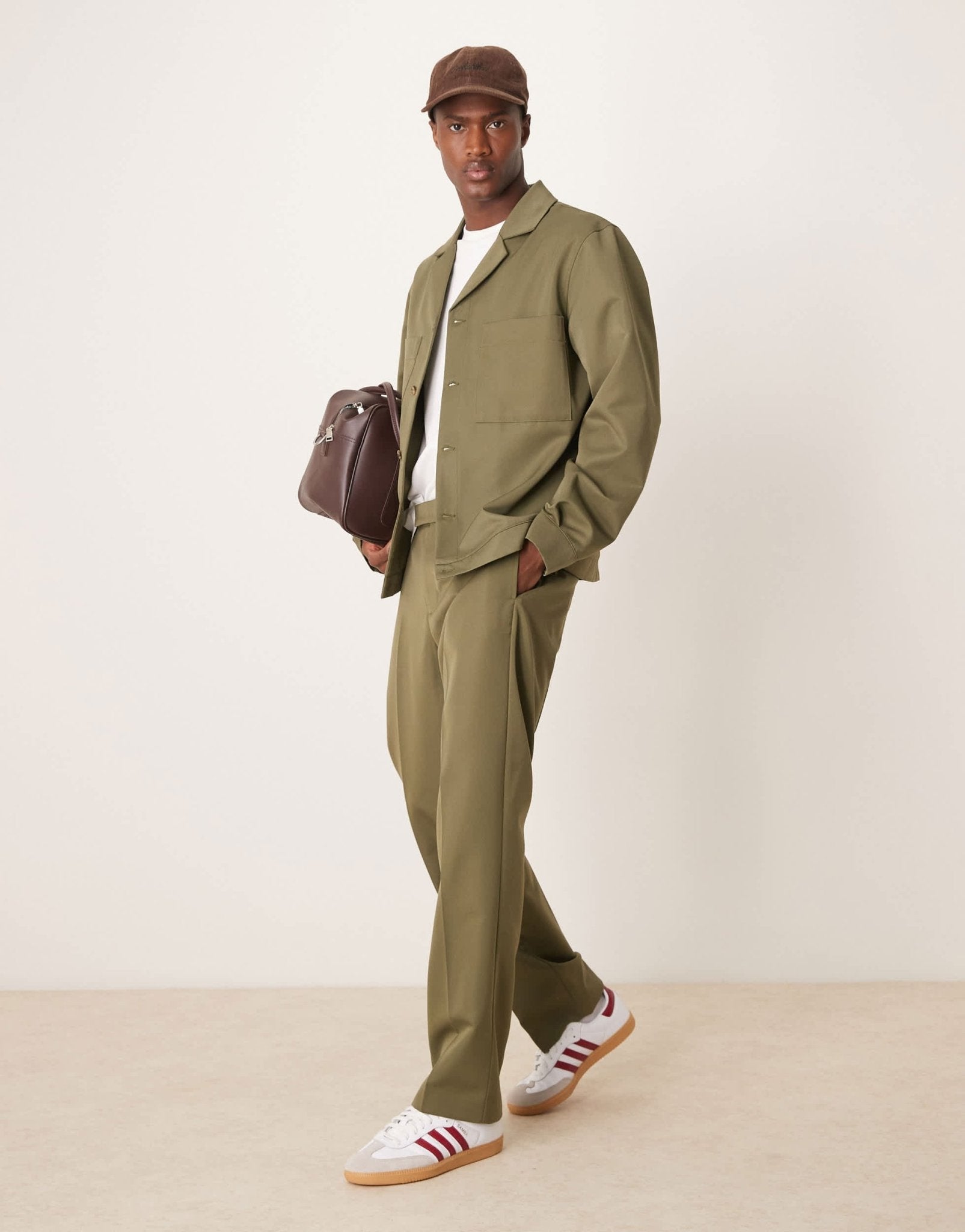 ASOS DESIGN tailored co-ord straight trousers in dark green with elasticated waist - ASOS Sample Sale