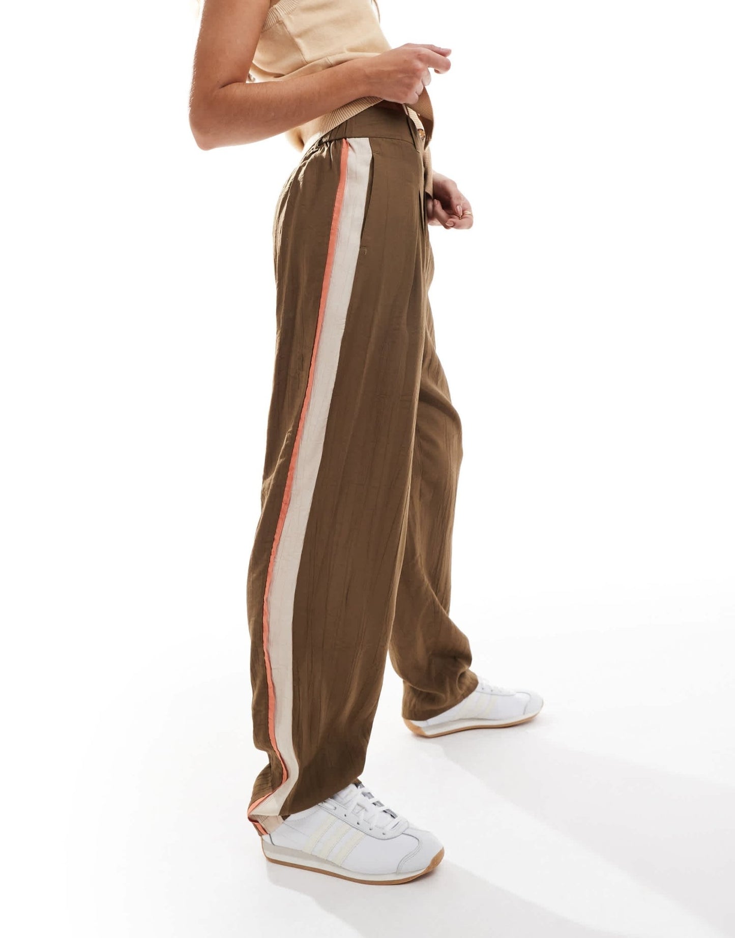ASOS DESIGN tailored contrast panel trousers in mocha - ASOS Sample Sale