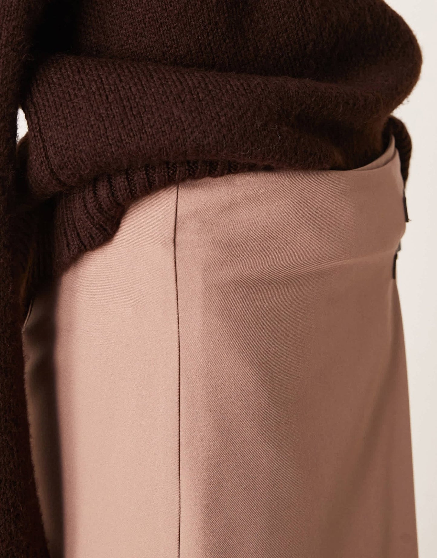 ASOS DESIGN tailored double belt wrap raw edge skirt in mocha - ASOS Sample Sale