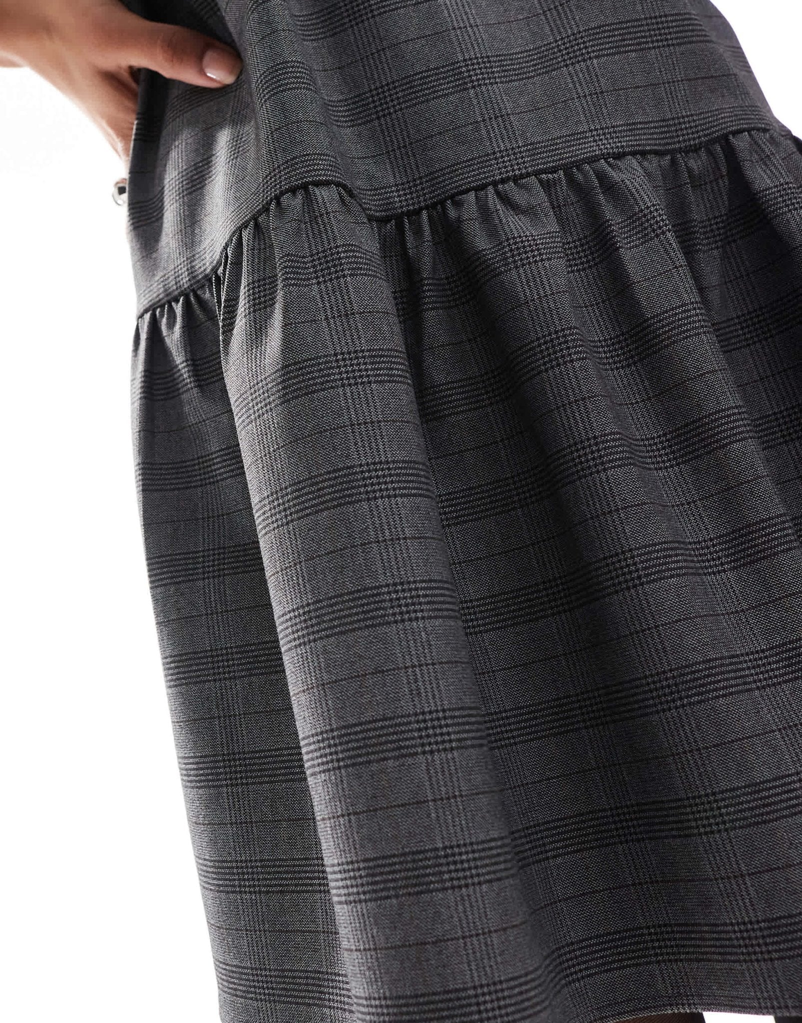 ASOS DESIGN tailored drop waist mini dress in grey check - ASOS Sample Sale