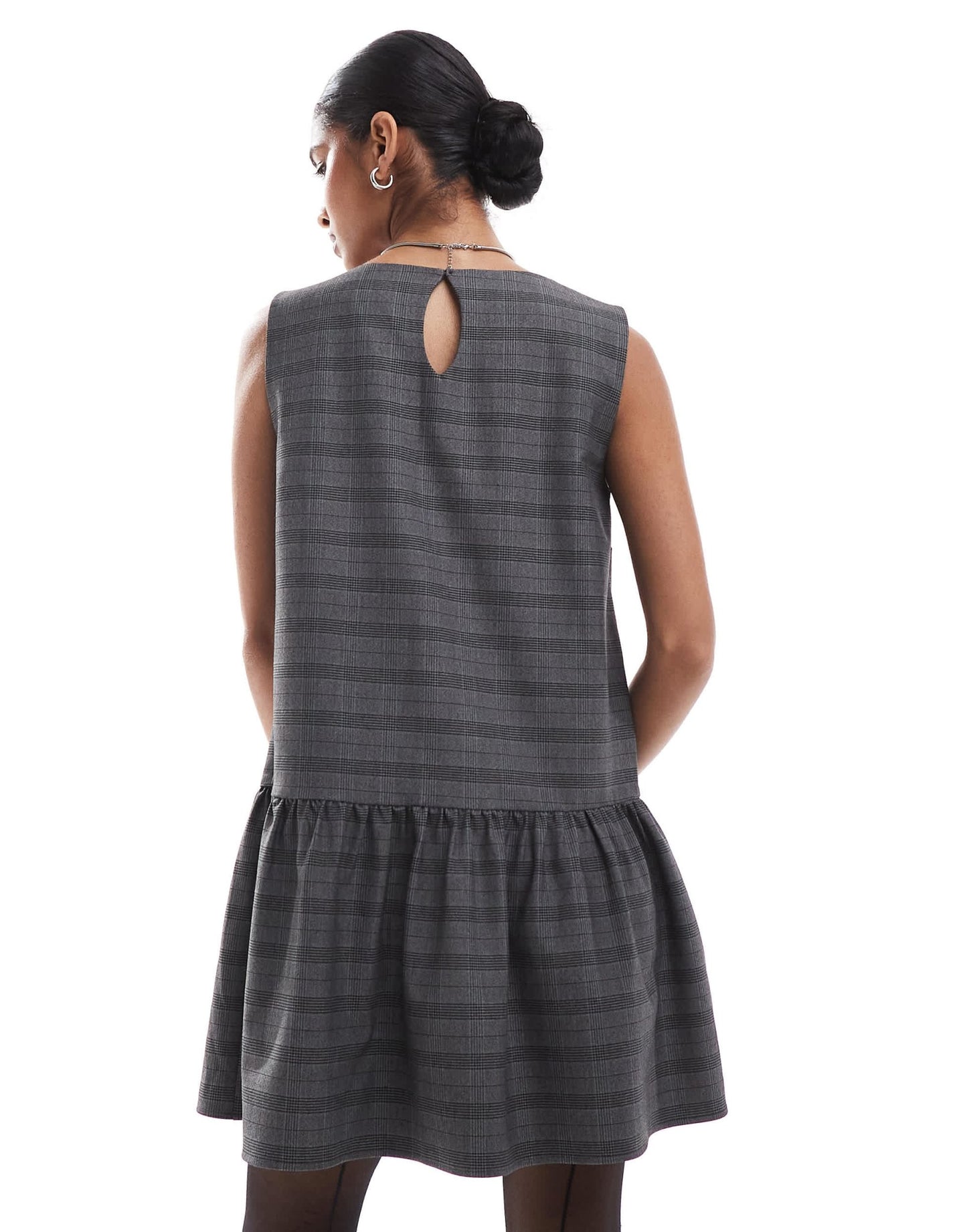 ASOS DESIGN tailored drop waist mini dress in grey check - ASOS Sample Sale