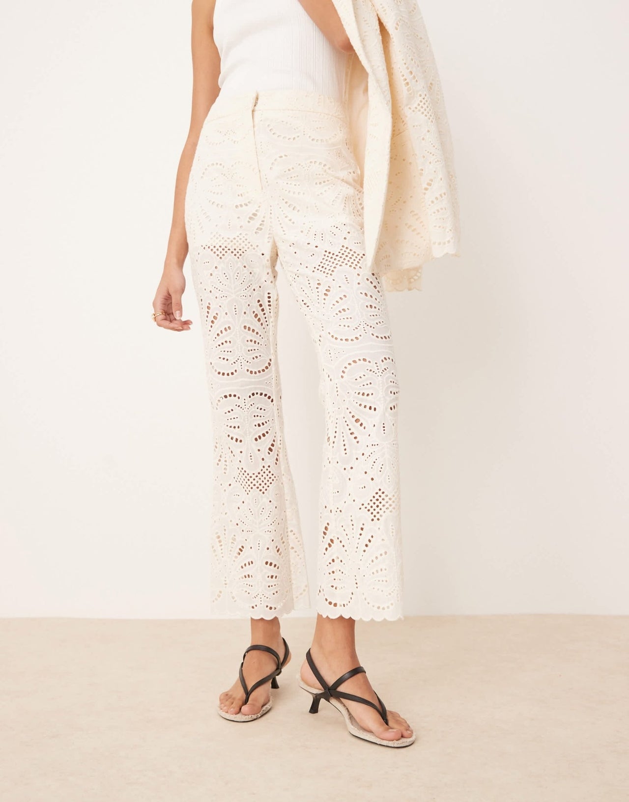 ASOS DESIGN tailored embroidered trousers co - ord in cream - ASOS Sample Sale
