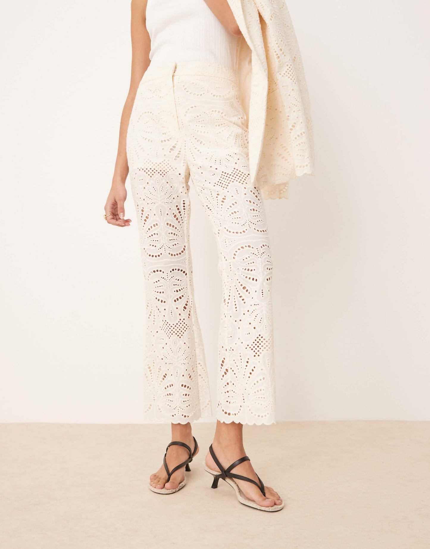 ASOS DESIGN tailored embroidered trousers co - ord in cream - ASOS Sample Sale
