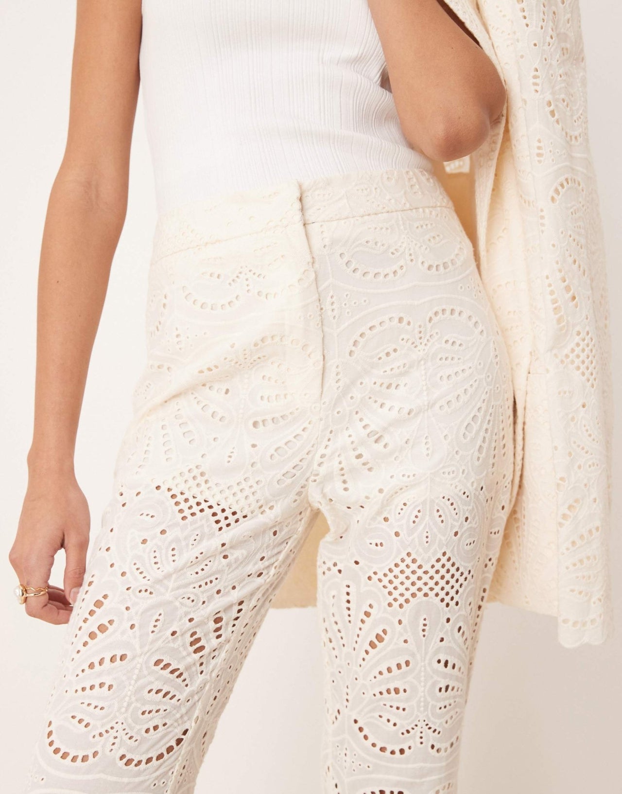 ASOS DESIGN tailored embroidered trousers co - ord in cream - ASOS Sample Sale