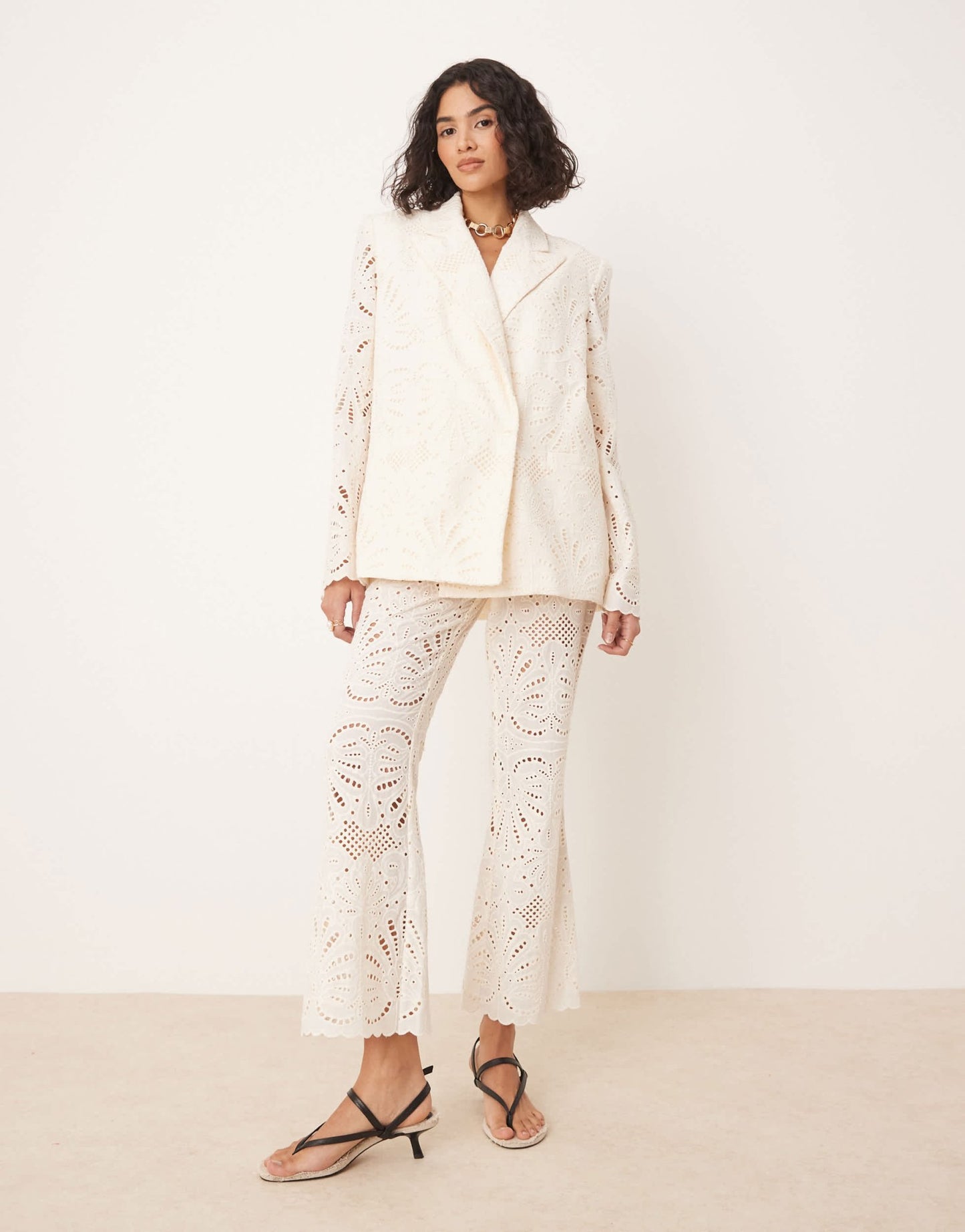 ASOS DESIGN tailored embroidered trousers co - ord in cream - ASOS Sample Sale