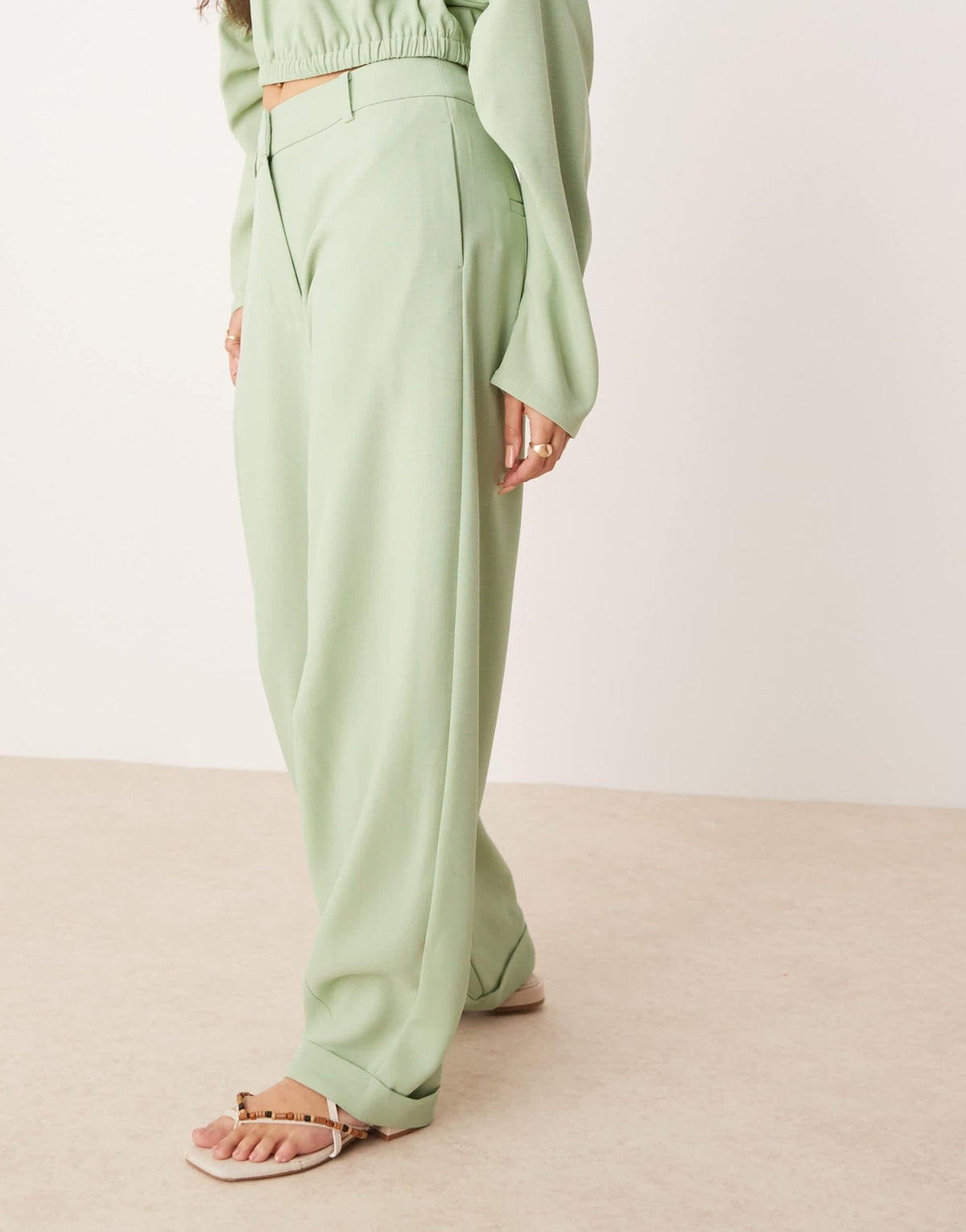 ASOS DESIGN tailored extreme barrel trousers co-ord in green - ASOS Sample Sale