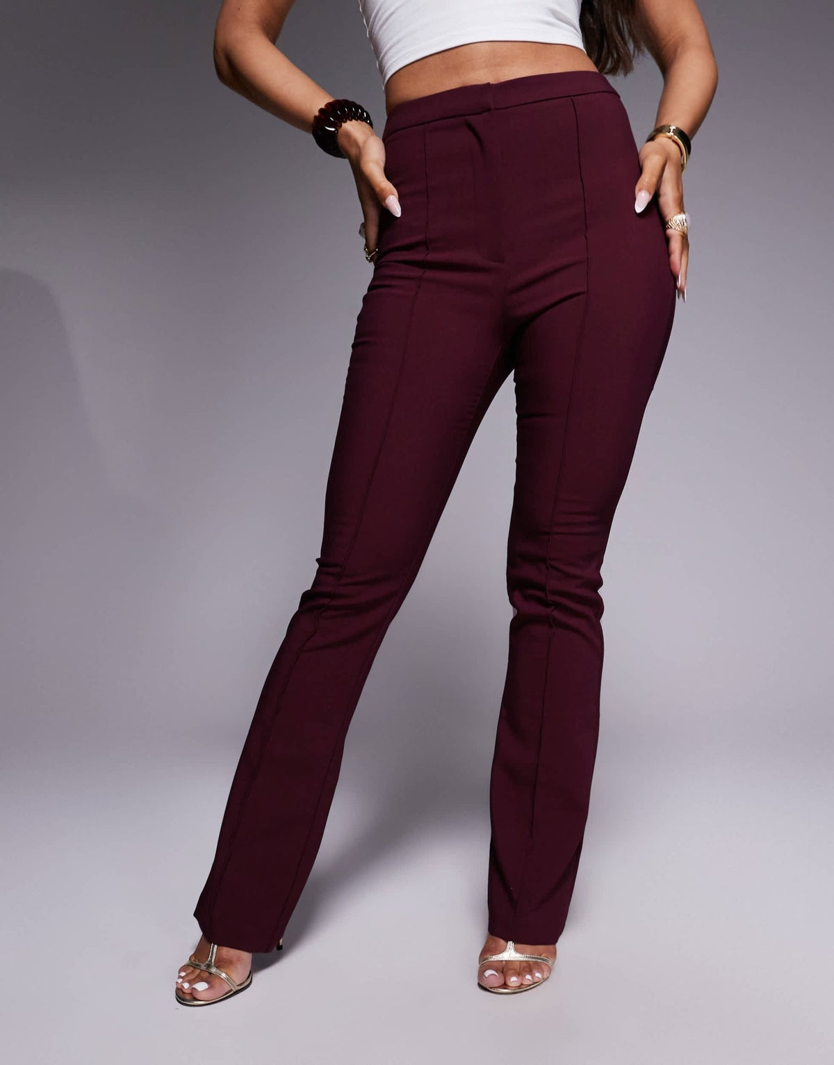 ASOS DESIGN tailored flare suit trousers in plum - ASOS Sample Sale