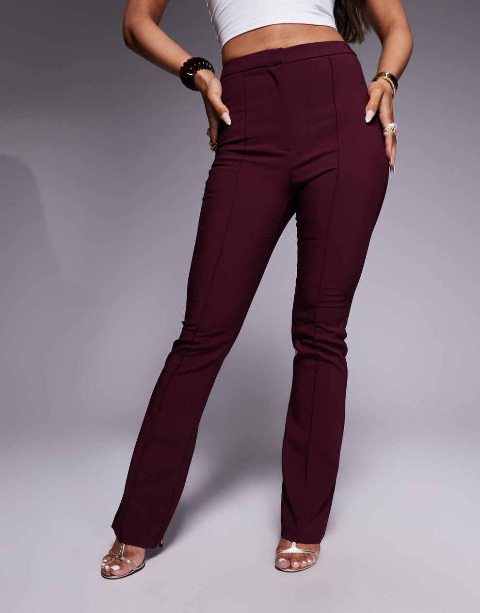 ASOS DESIGN tailored flare suit trousers in plum – ASOS Sample Sale