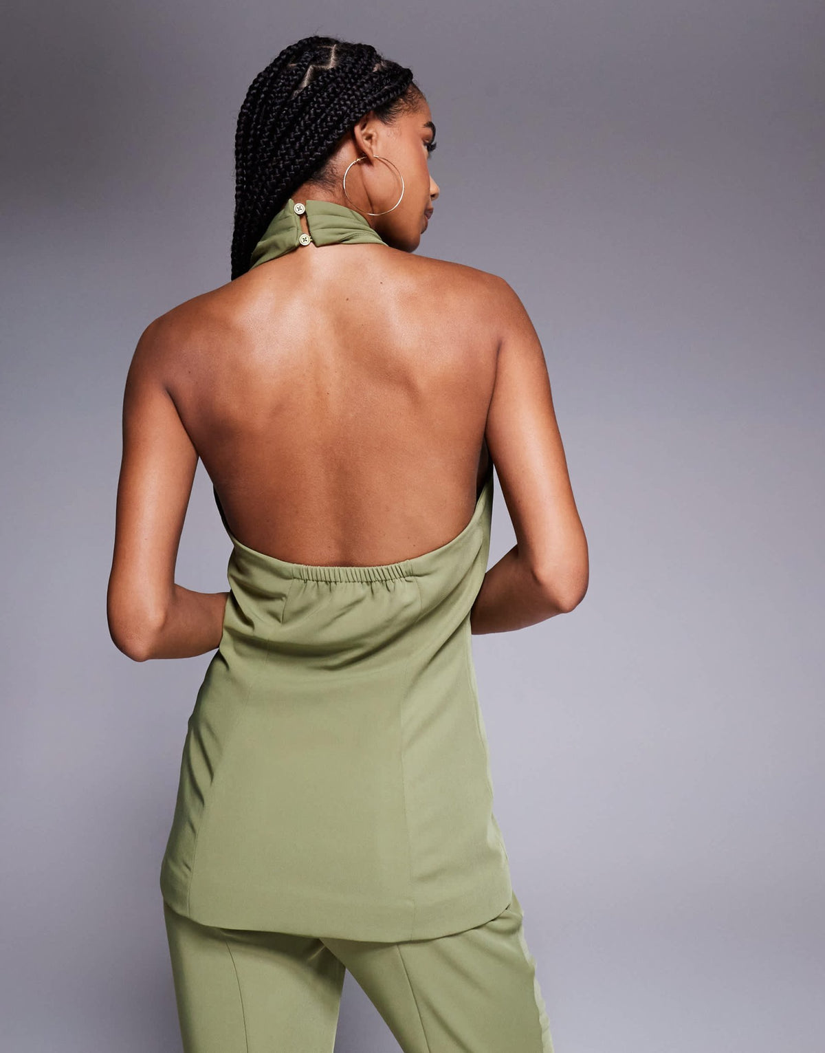 ASOS DESIGN tailored halterneck waistcoat co-ord in olive - ASOS Sample Sale