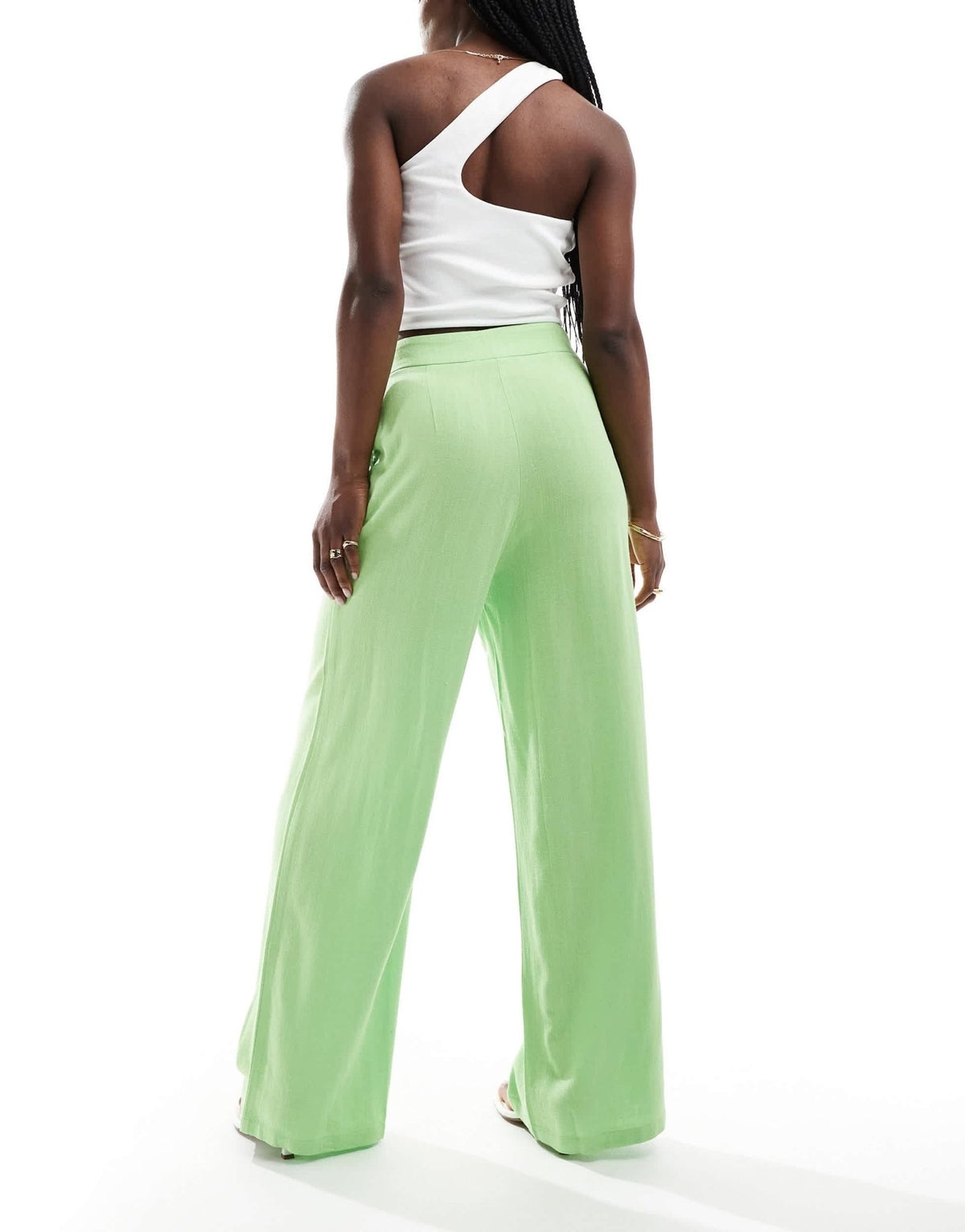 ASOS DESIGN tailored high waist seam detail wide leg linen trousers in light green - ASOS Sample Sale