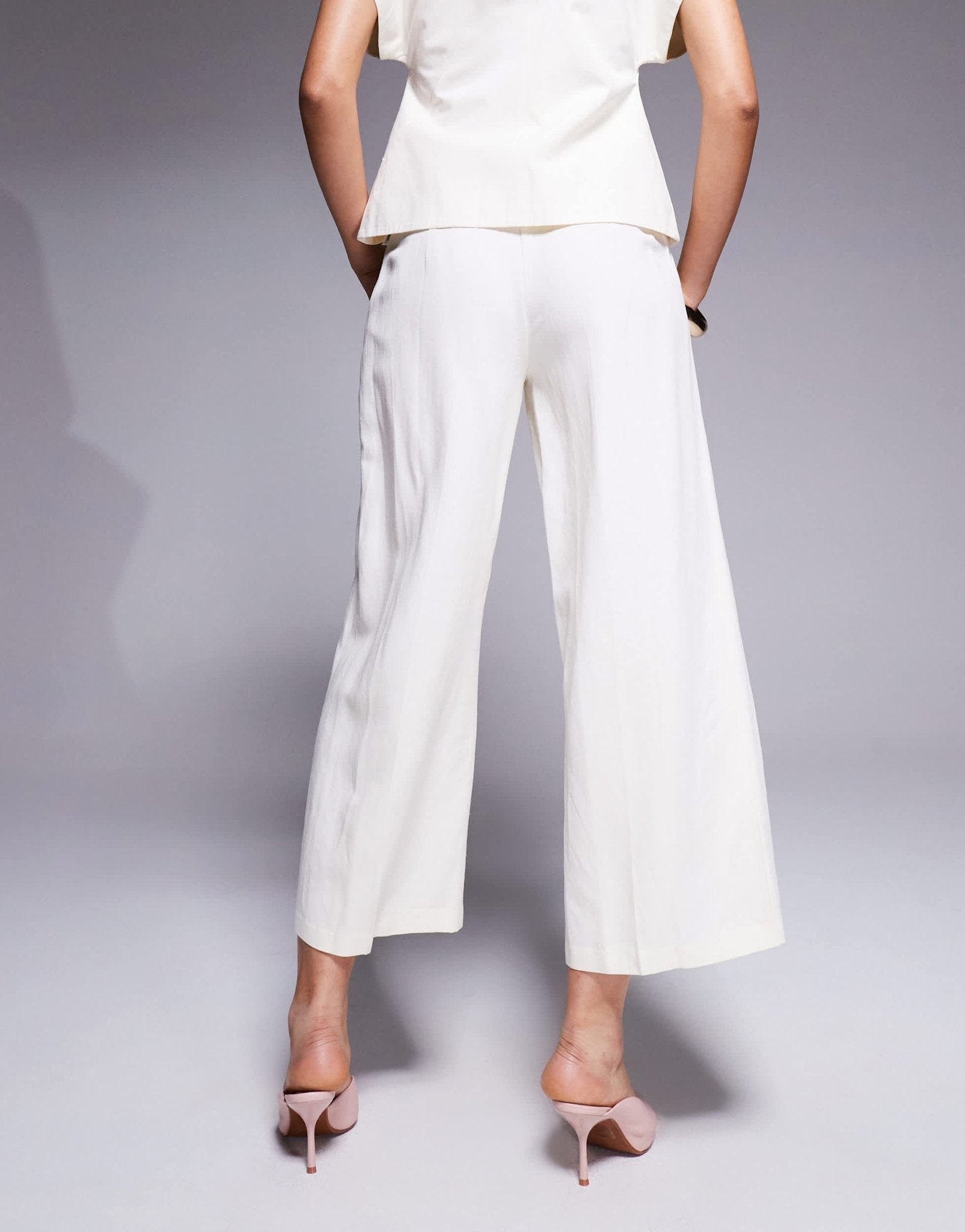 ASOS DESIGN tailored linen culotte trousers co - ord in ivory - ASOS Sample Sale