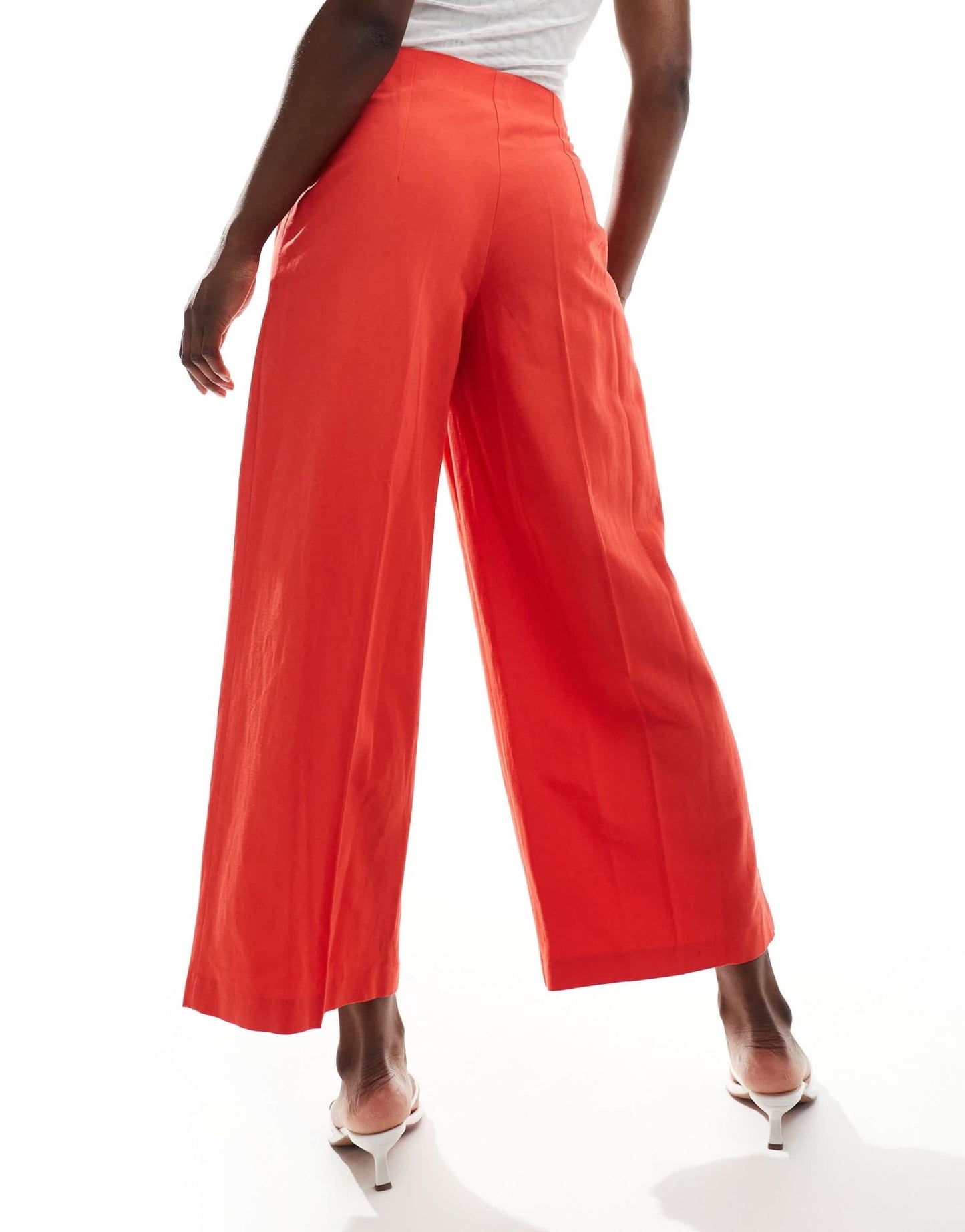 ASOS DESIGN tailored linen culotte trousers in red - ASOS Sample Sale
