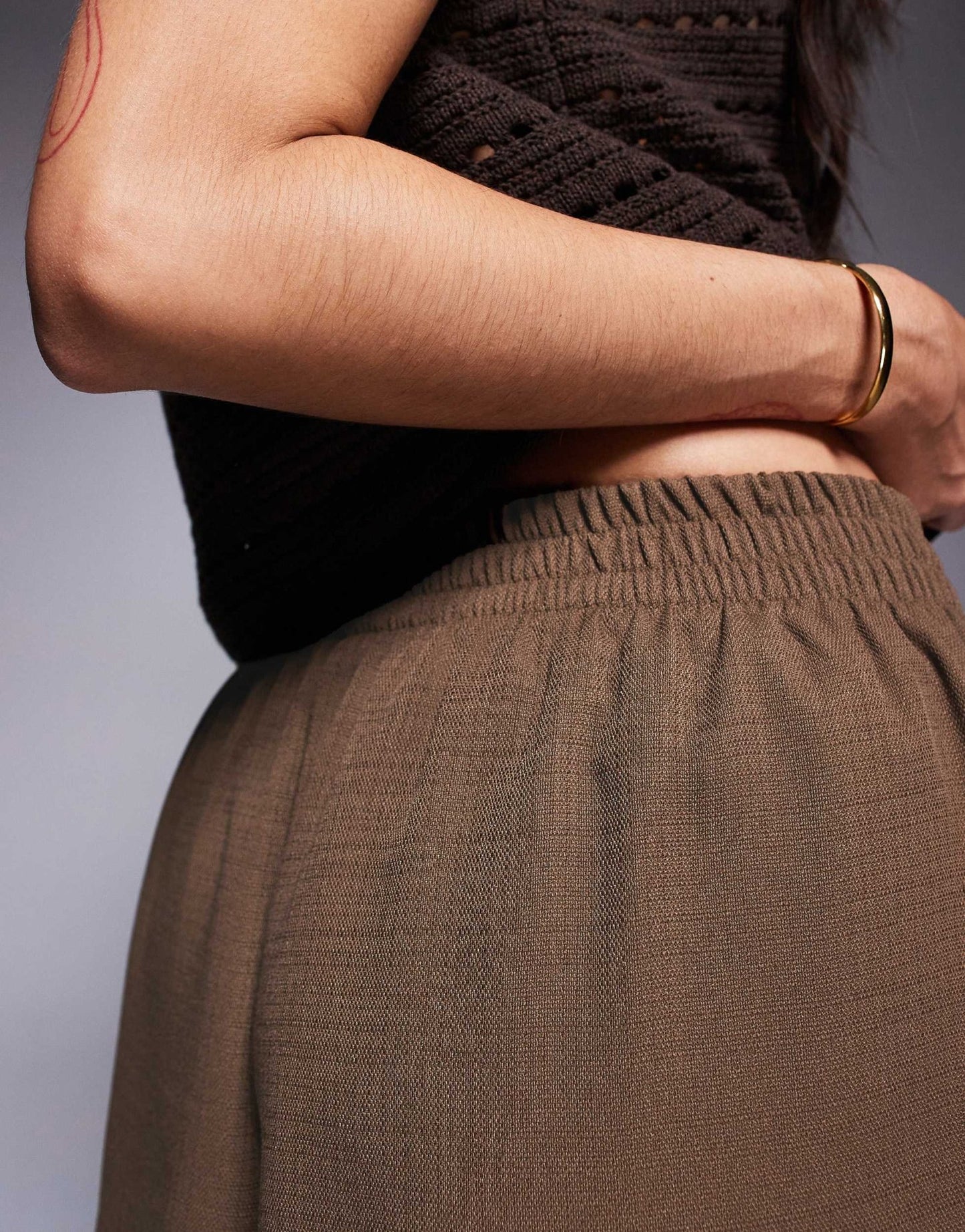 ASOS DESIGN tailored linen look boxer shorts co-ord in chocolate - ASOS Sample Sale