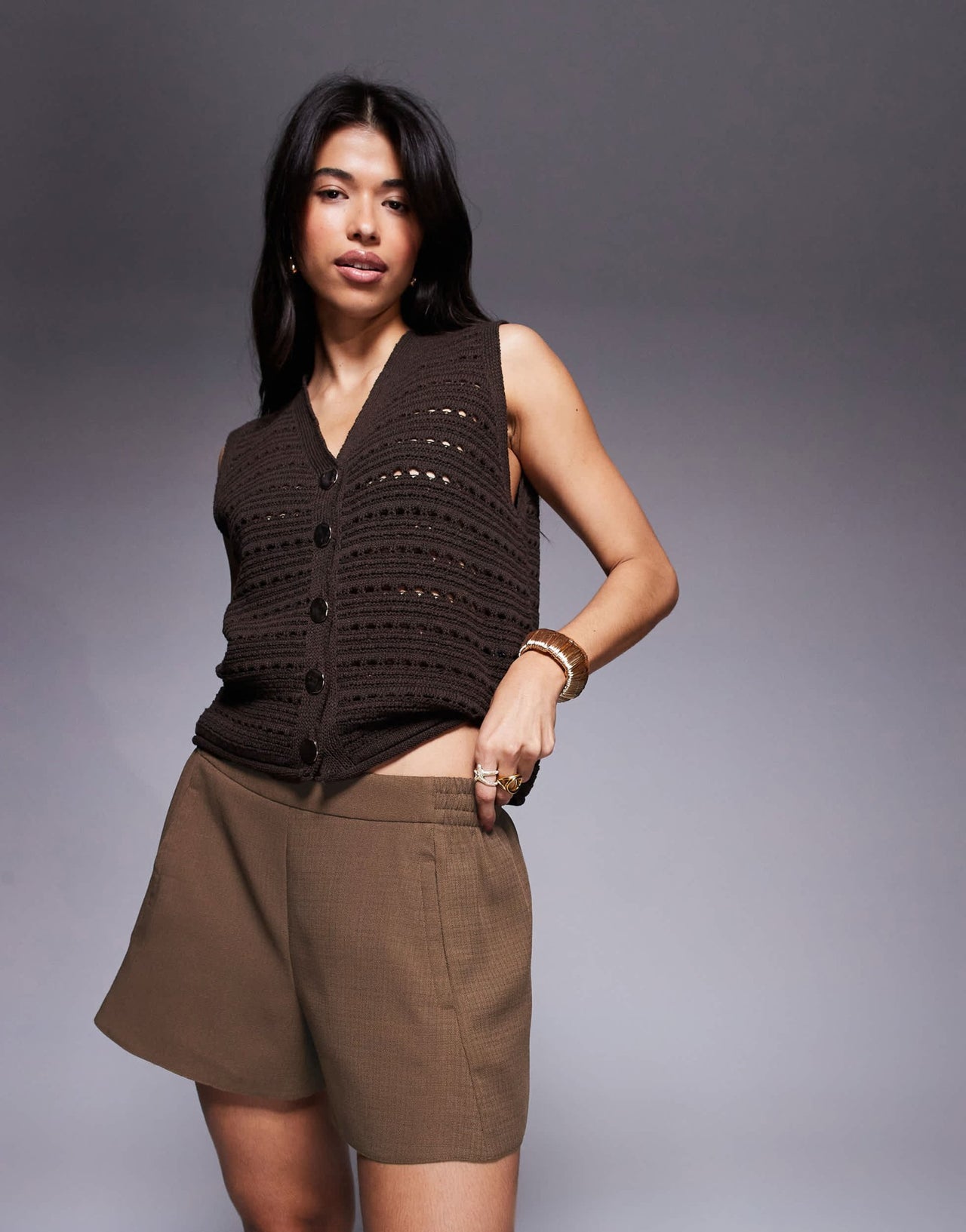 ASOS DESIGN tailored linen look boxer shorts co-ord in chocolate - ASOS Sample Sale