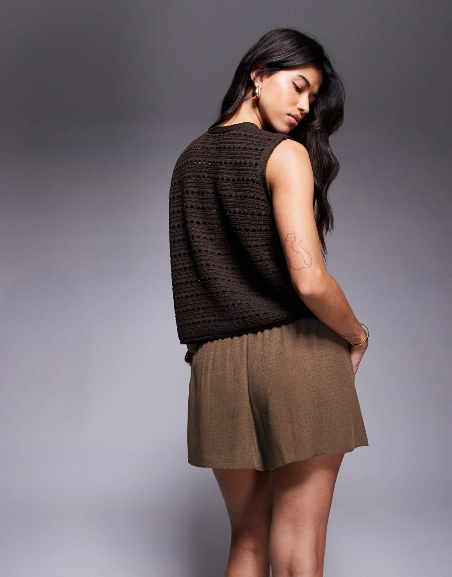 ASOS DESIGN tailored linen look boxer shorts co-ord in chocolate - ASOS Sample Sale