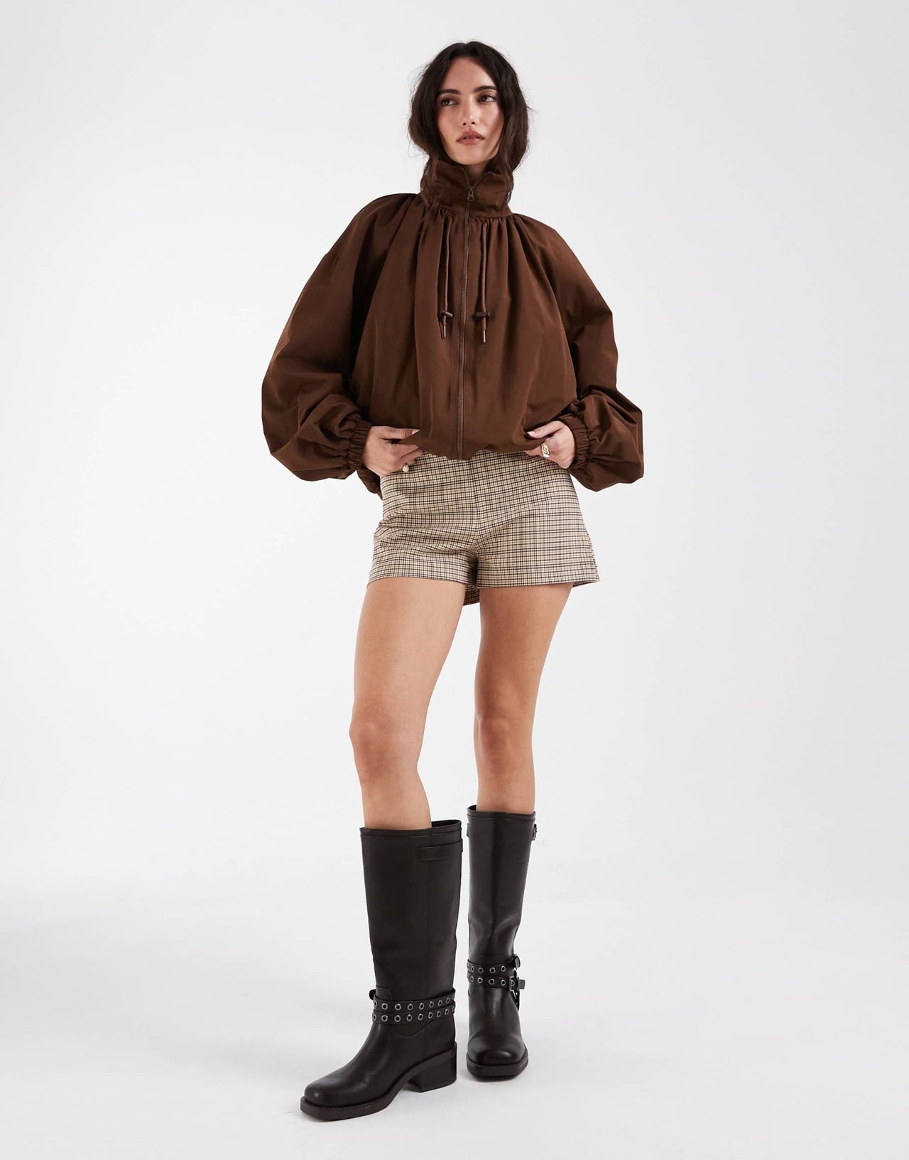 ASOS DESIGN tailored micro short in beige check - ASOS Sample Sale