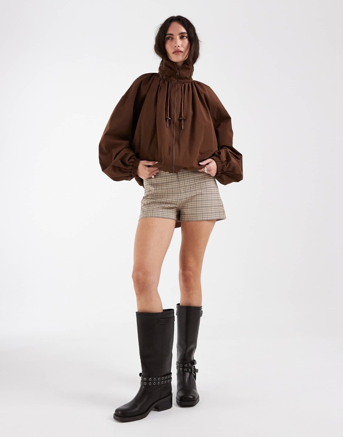 ASOS DESIGN tailored micro short in beige check - ASOS Sample Sale