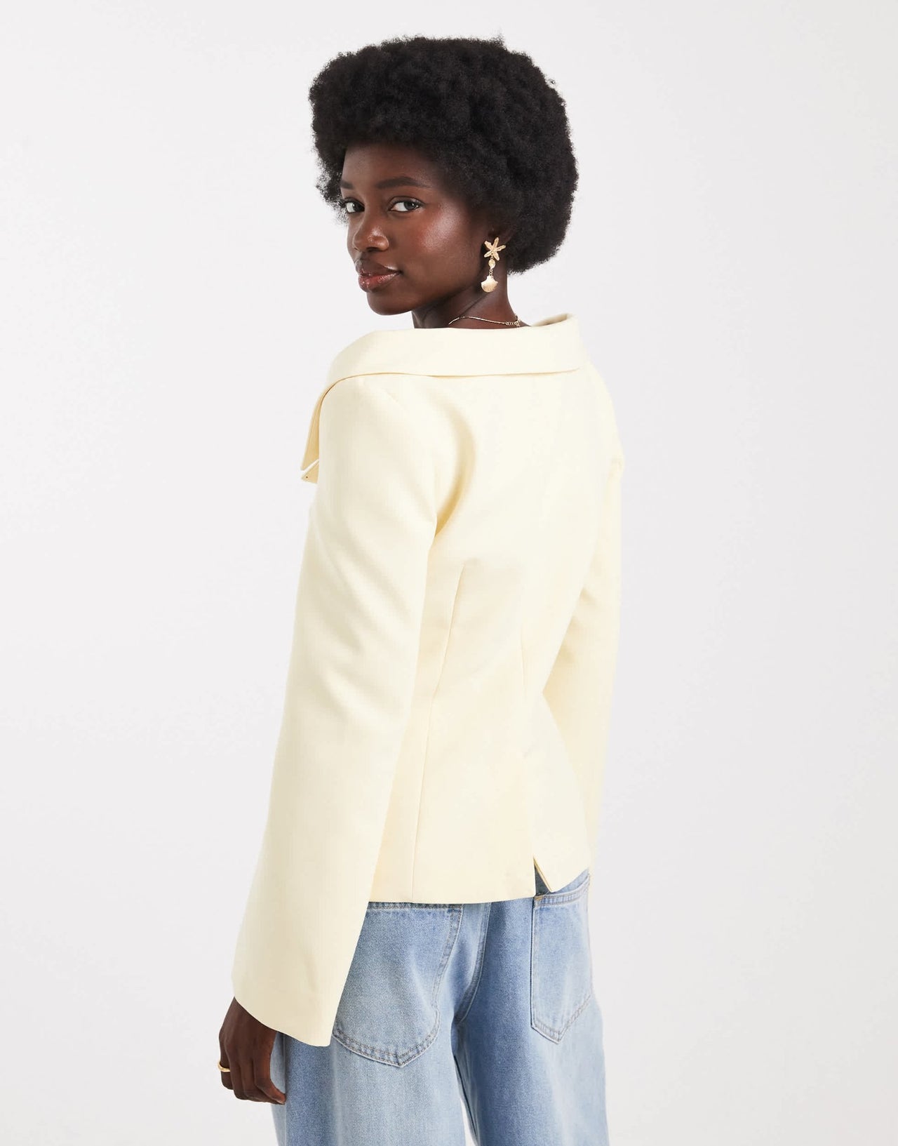 ASOS DESIGN tailored off shoulder blazer in buttermilk - ASOS Sample Sale