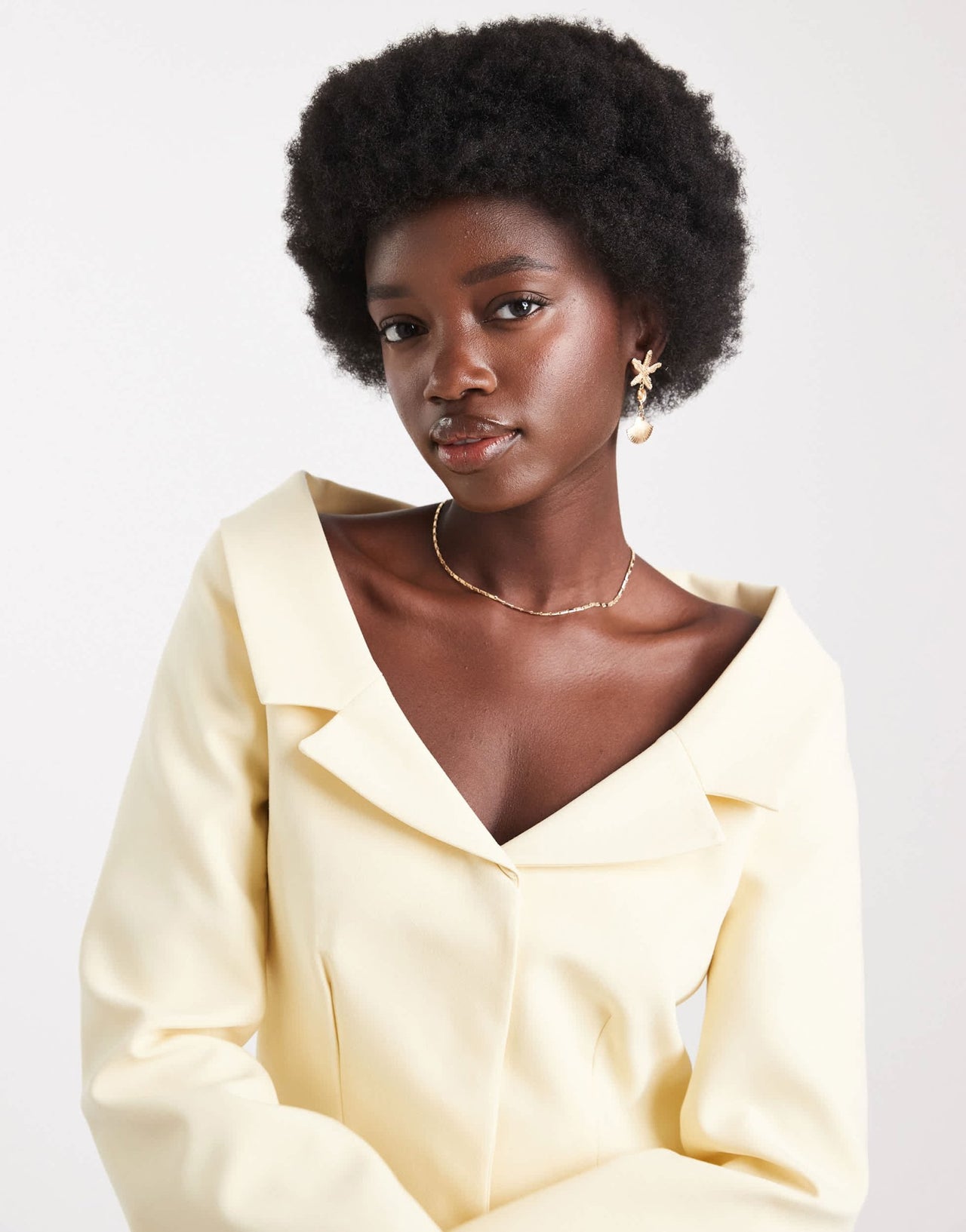 ASOS DESIGN tailored off shoulder blazer in buttermilk - ASOS Sample Sale