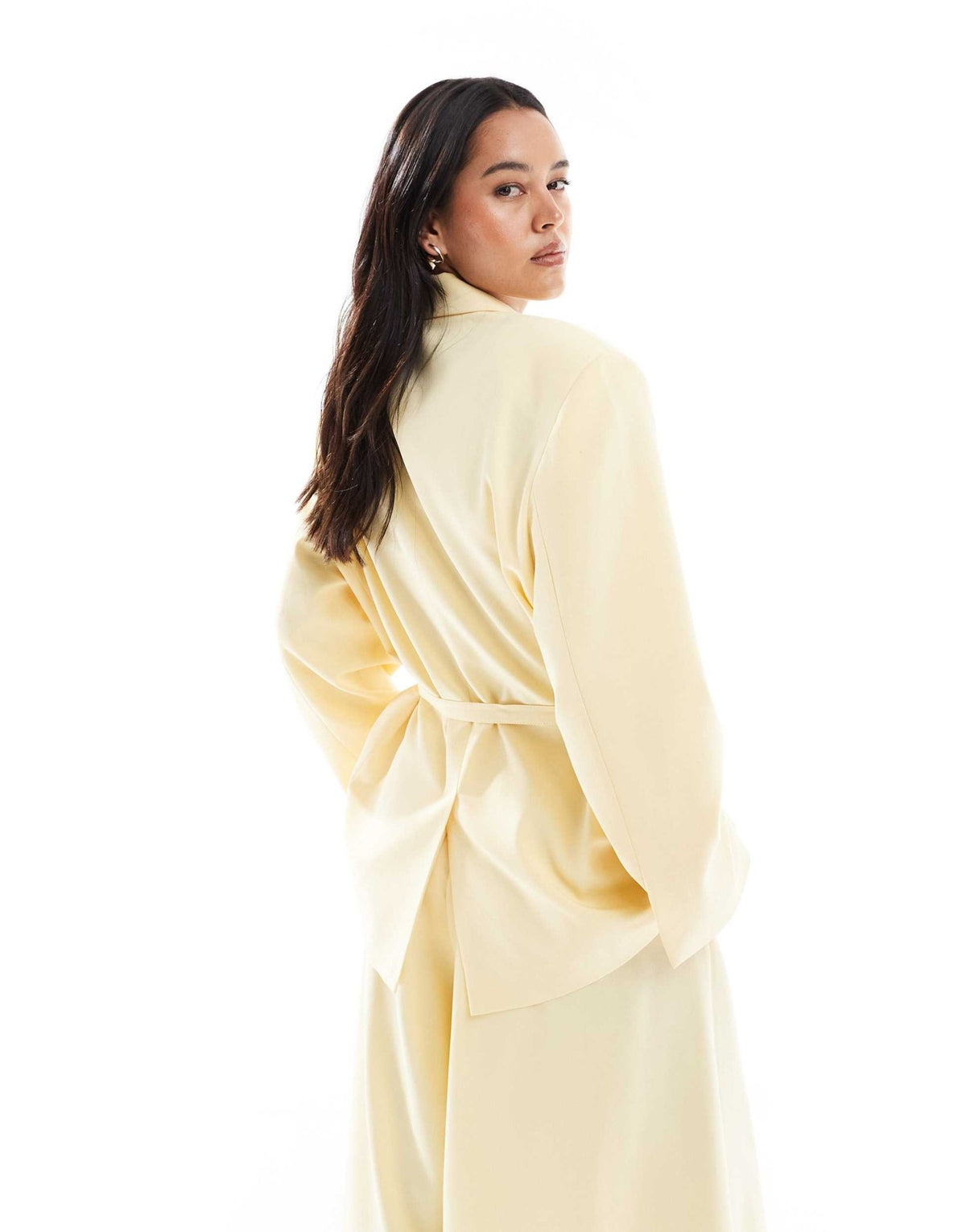 ASOS DESIGN tailored oversized tie waist blazer in buttermilk co ord - ASOS Sample Sale