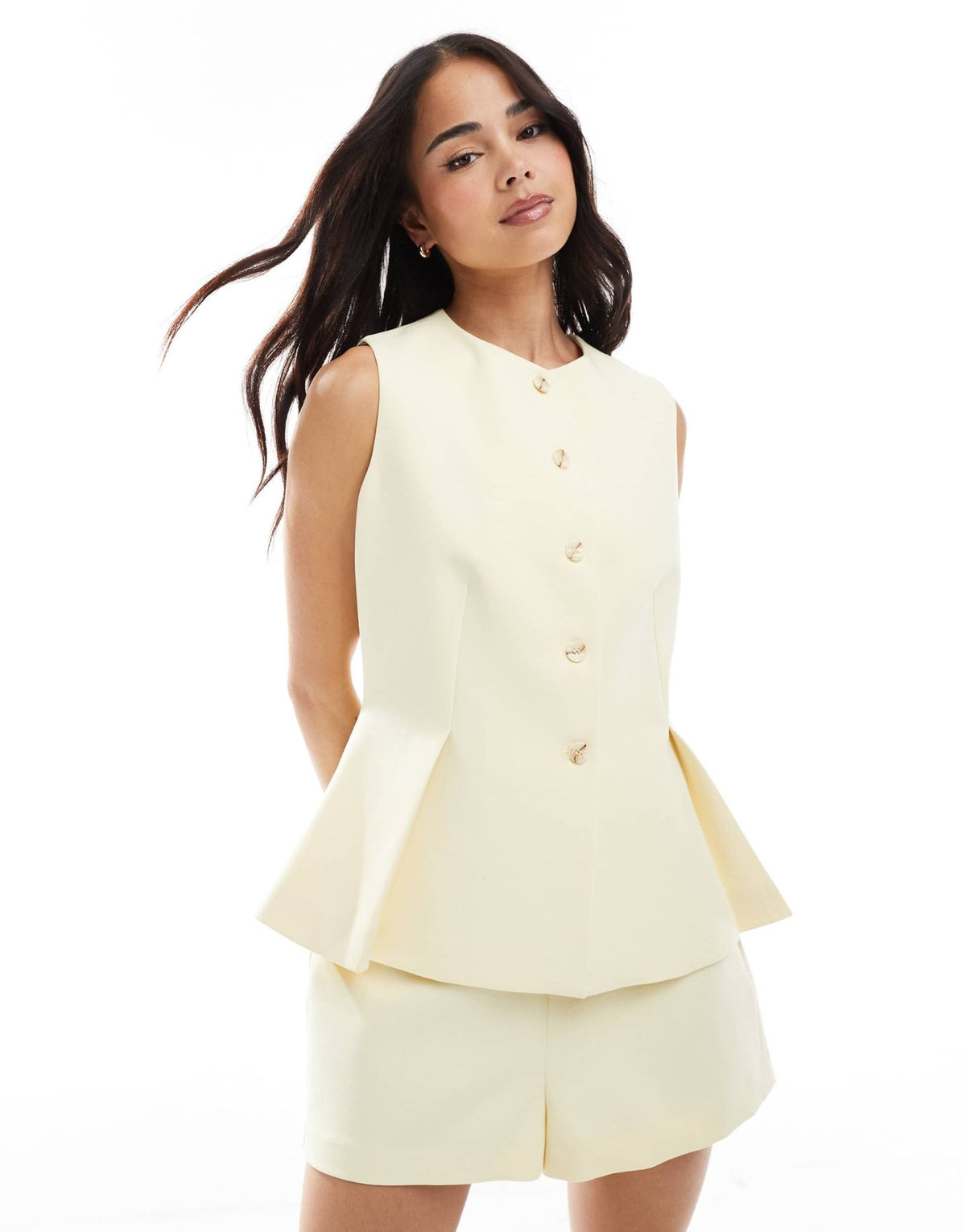 ASOS DESIGN tailored peplum waistcoat in buttermilk - ASOS Sample Sale