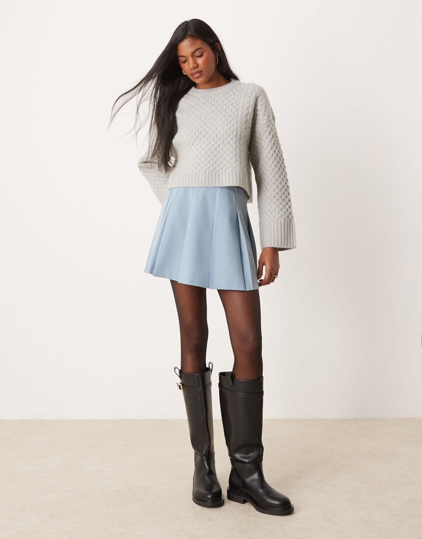 ASOS DESIGN tailored pleated mini skirt in light blue - ASOS Sample Sale