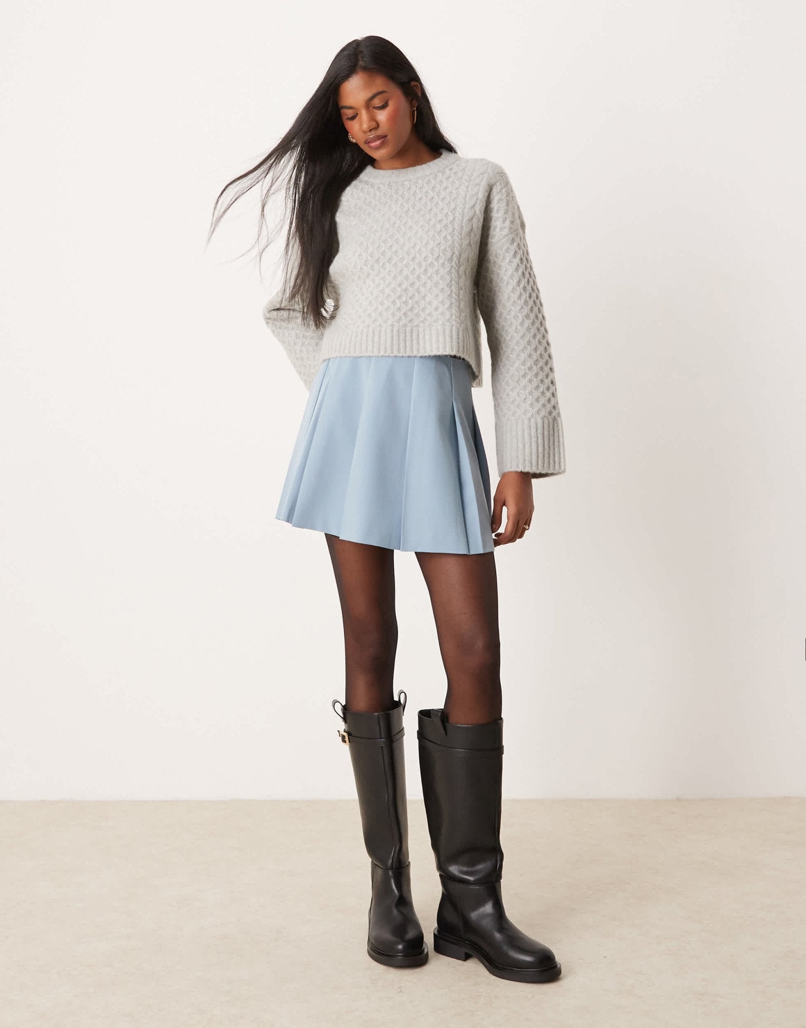 ASOS DESIGN tailored pleated mini skirt in light blue - ASOS Sample Sale