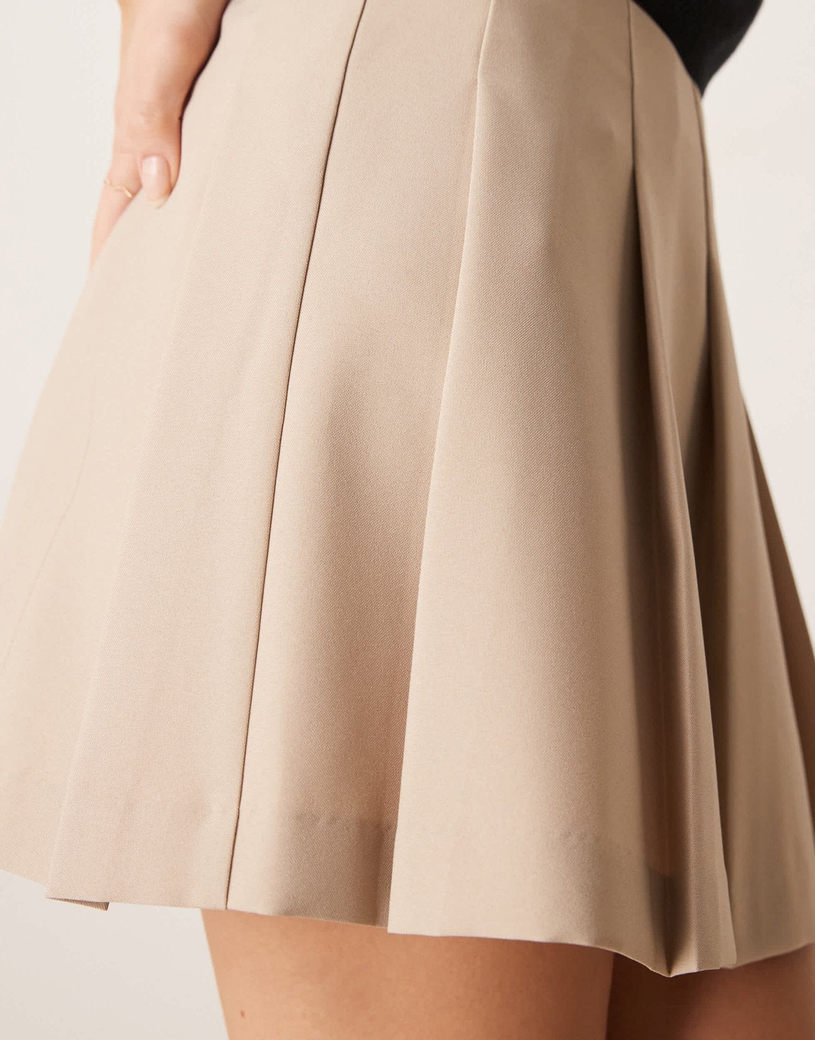 ASOS DESIGN tailored pleated mini skirt in stone - ASOS Sample Sale