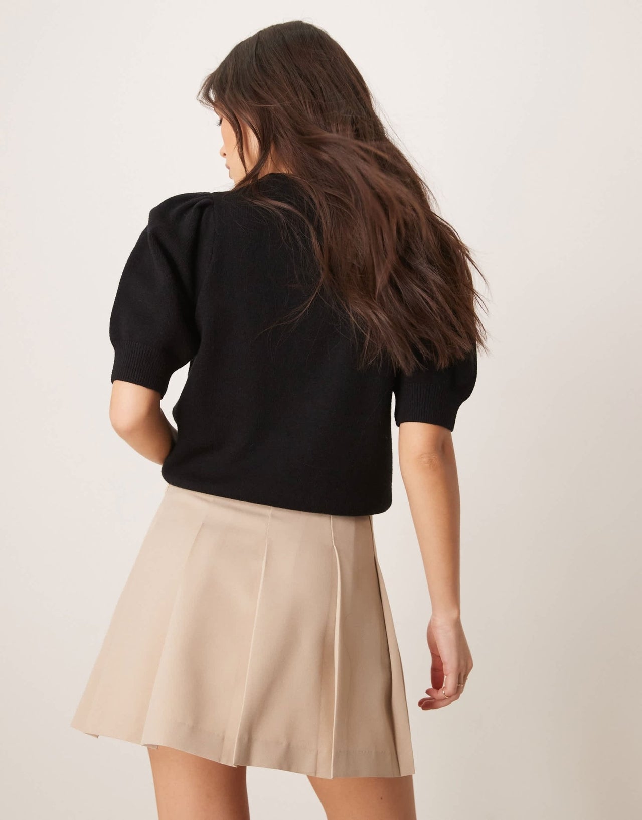 ASOS DESIGN tailored pleated mini skirt in stone - ASOS Sample Sale