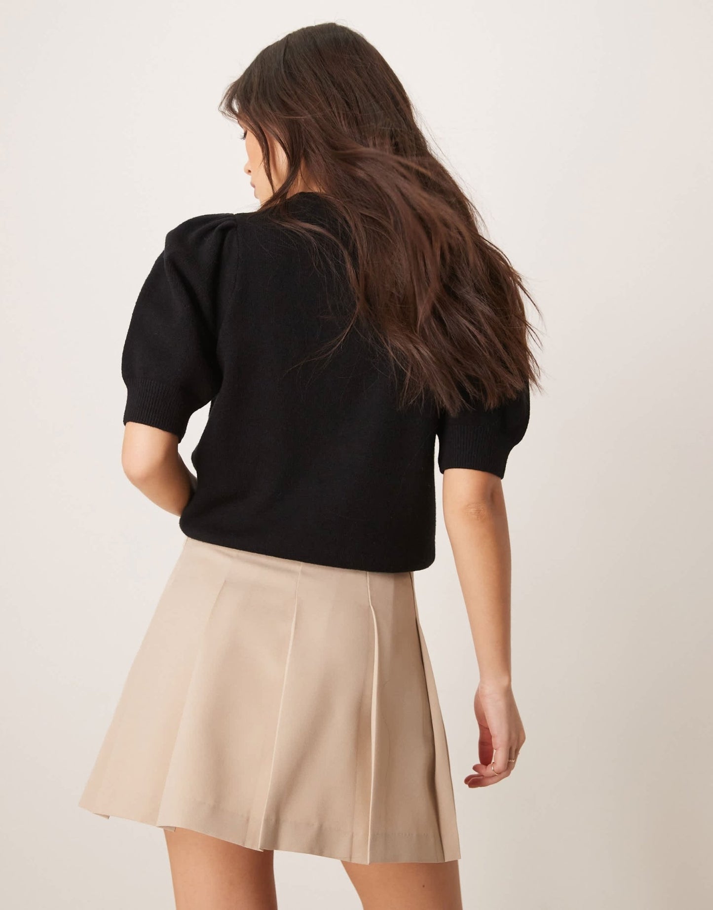 ASOS DESIGN tailored pleated mini skirt in stone - ASOS Sample Sale