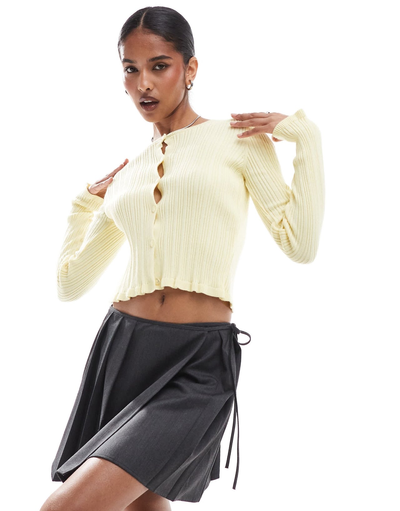 ASOS DESIGN tailored pleated wrap mini skirt in grey - ASOS Sample Sale