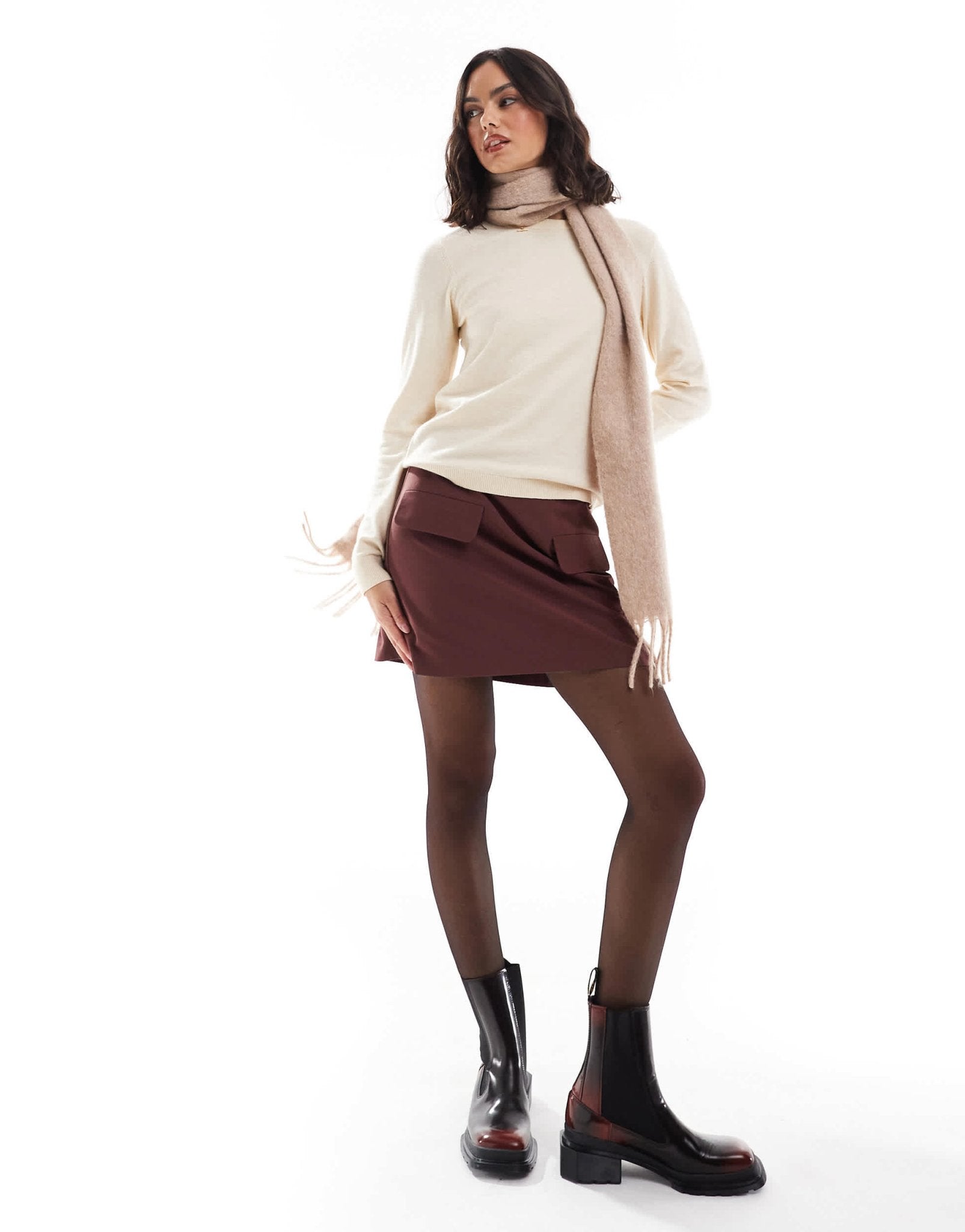 ASOS DESIGN tailored pocket detail mini skirt in burgundy - ASOS Sample Sale