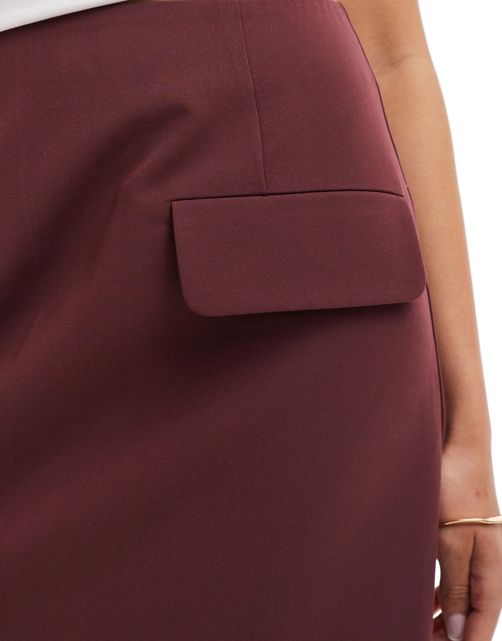 ASOS DESIGN tailored pocket detail mini skirt in burgundy - ASOS Sample Sale
