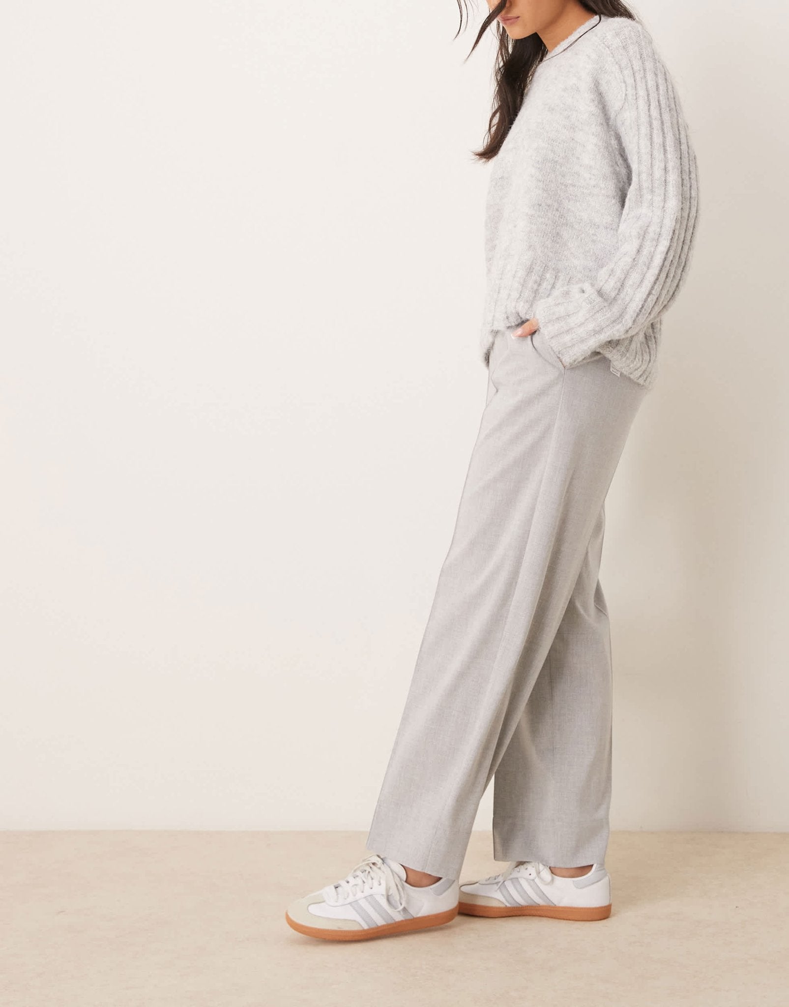 ASOS DESIGN tailored pull on ankle grazer trousers in grey - ASOS Sample Sale