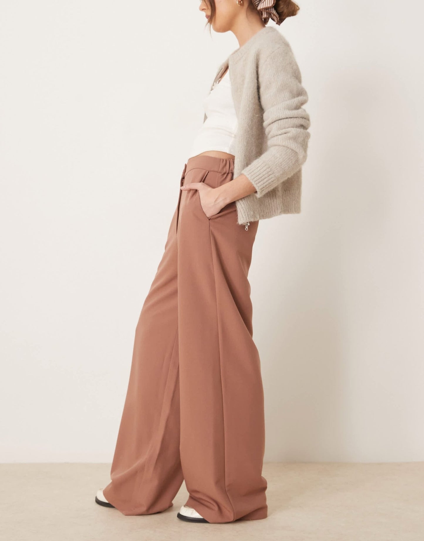 ASOS DESIGN tailored relaxed straight leg trousers in apricot - ASOS Sample Sale