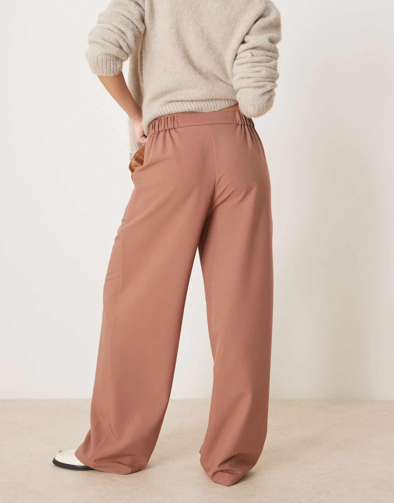 ASOS DESIGN tailored relaxed straight leg trousers in apricot - ASOS Sample Sale